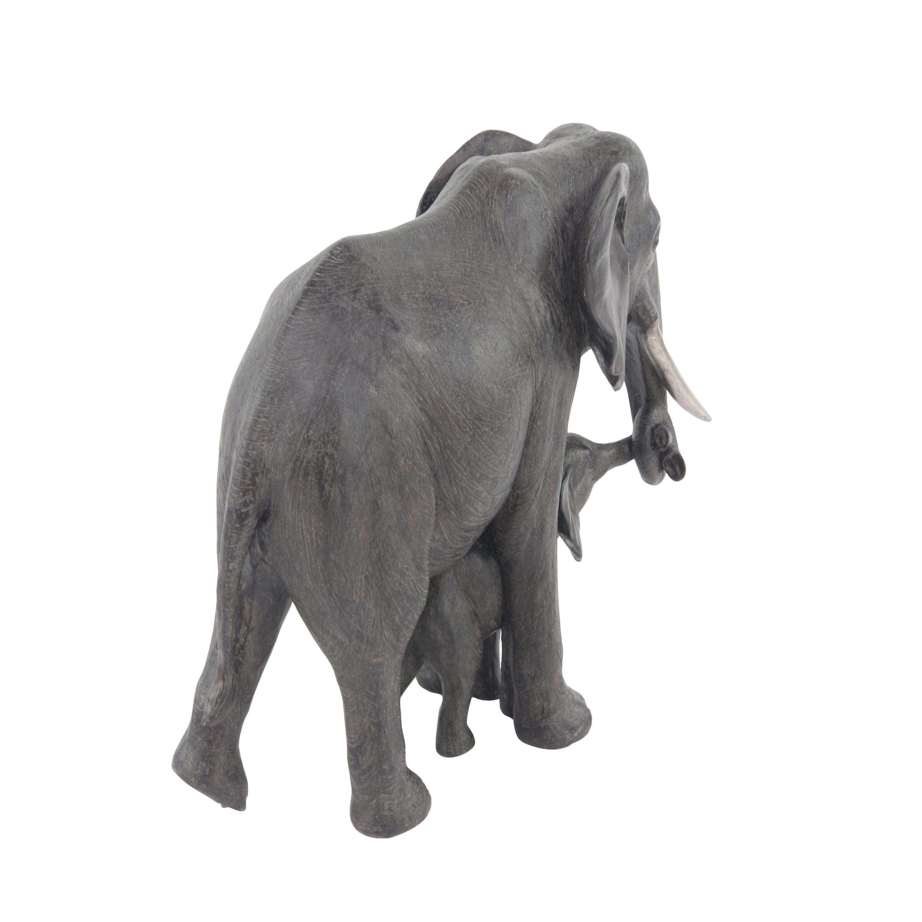 20" x 13" Gray Polystone Elephant Sculpture, by DecMode