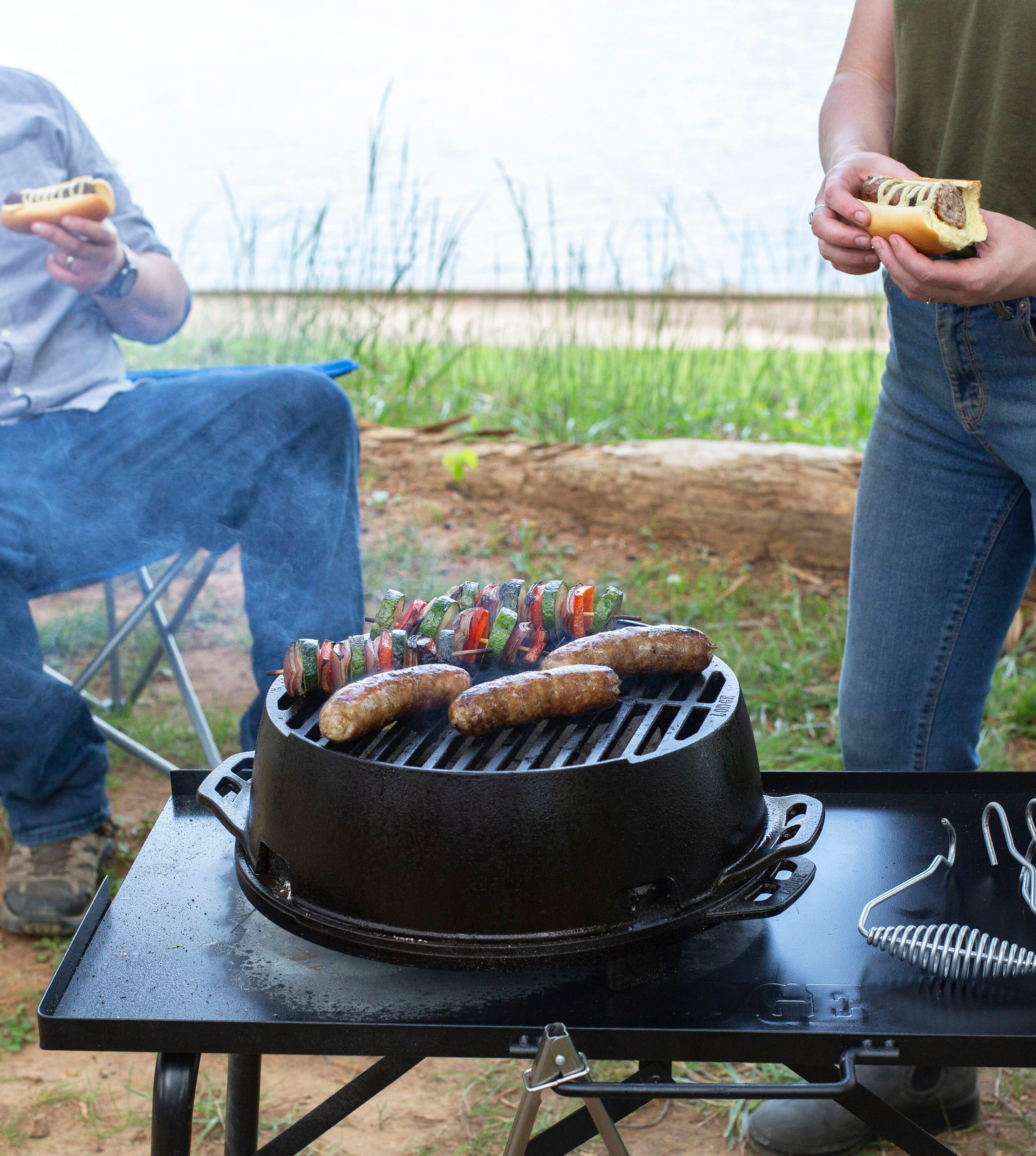 Lodge Cast Iron 12" Charcoal Camping Round Kickoff Grill