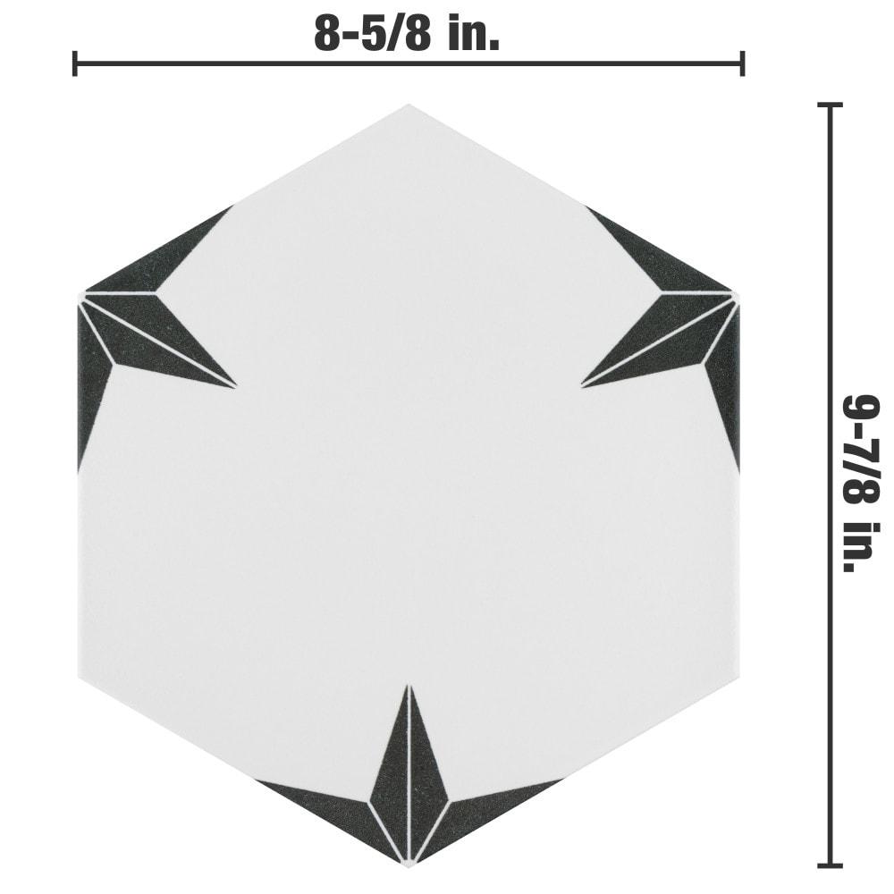 Stella Hex 9" x 10" Porcelain Patterned Wall & Floor Tile