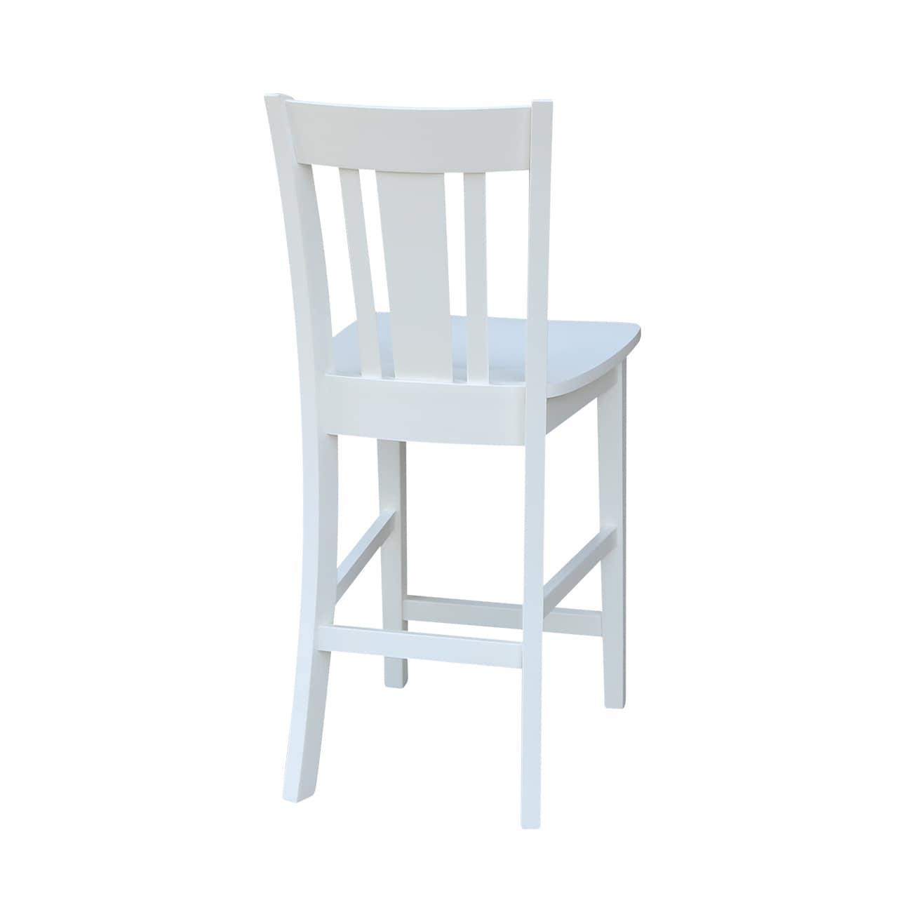 24" San Remo Counter Height Barstool Off White - International Concepts: Solid Wood, Slat Back