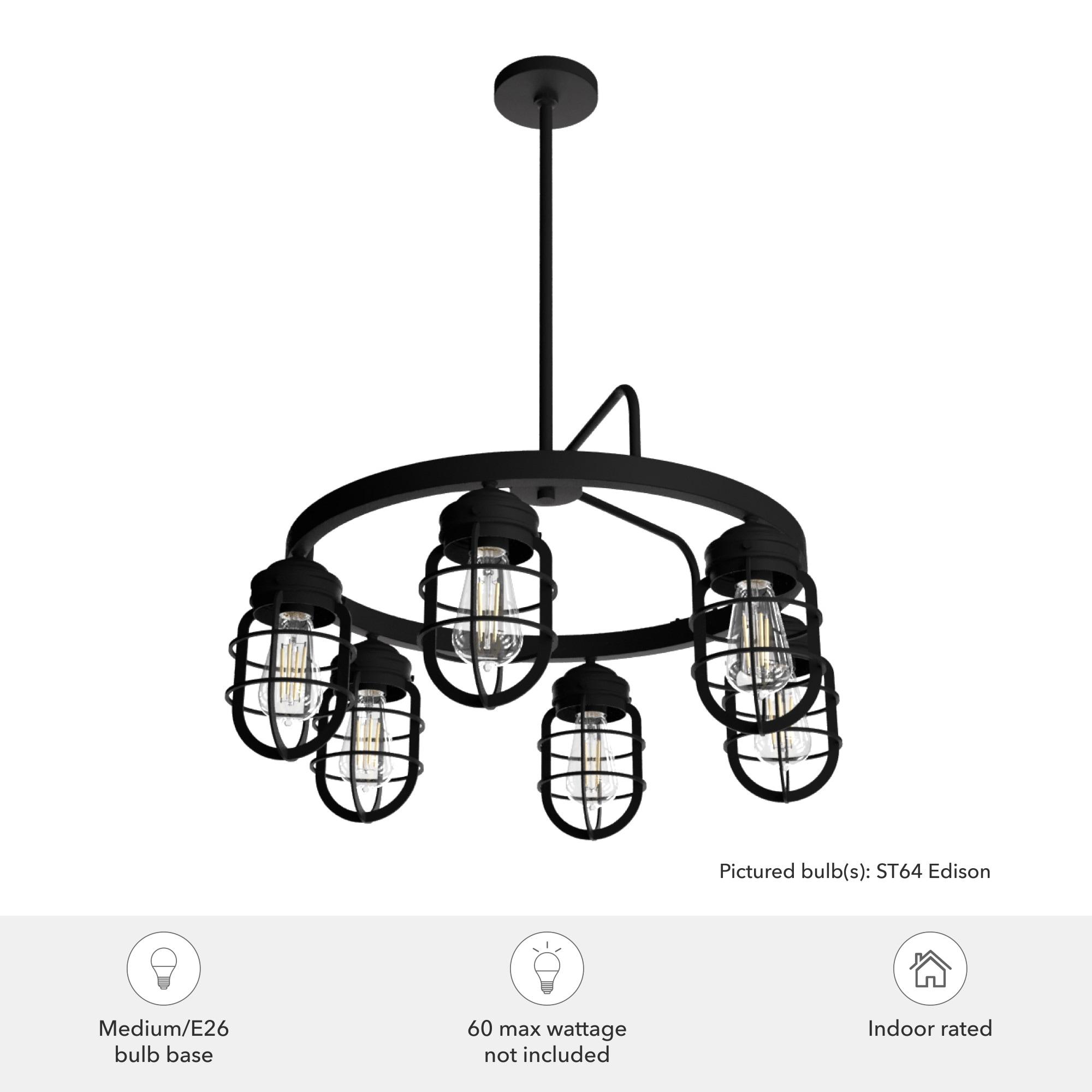 Hunter Fan Starklake 6 - Light Unique / Statement Wagon Wheel Chandelier