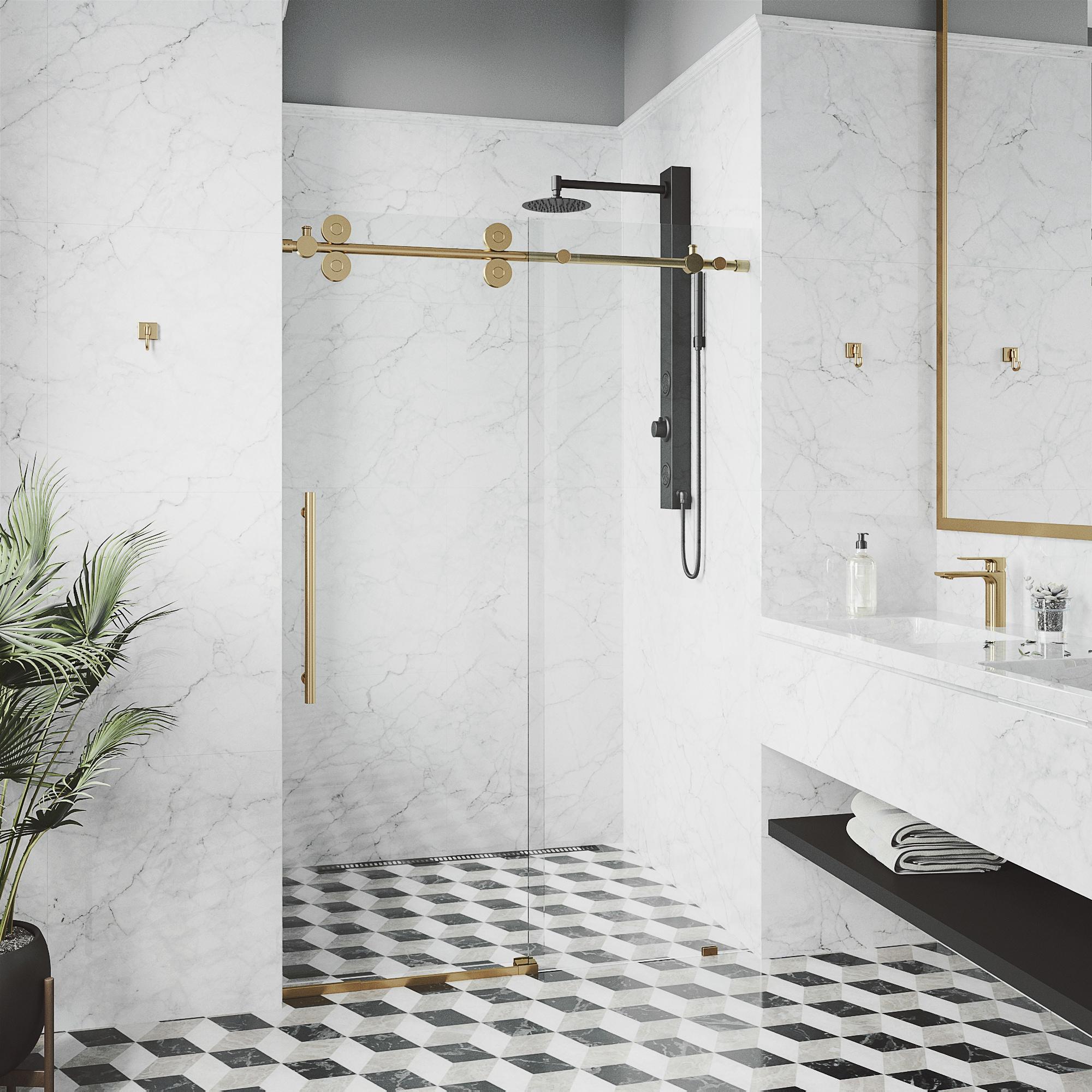 Elan 56-60" W x 74" H Sliding Frameless Shower Door with 3/8" Clear Glass