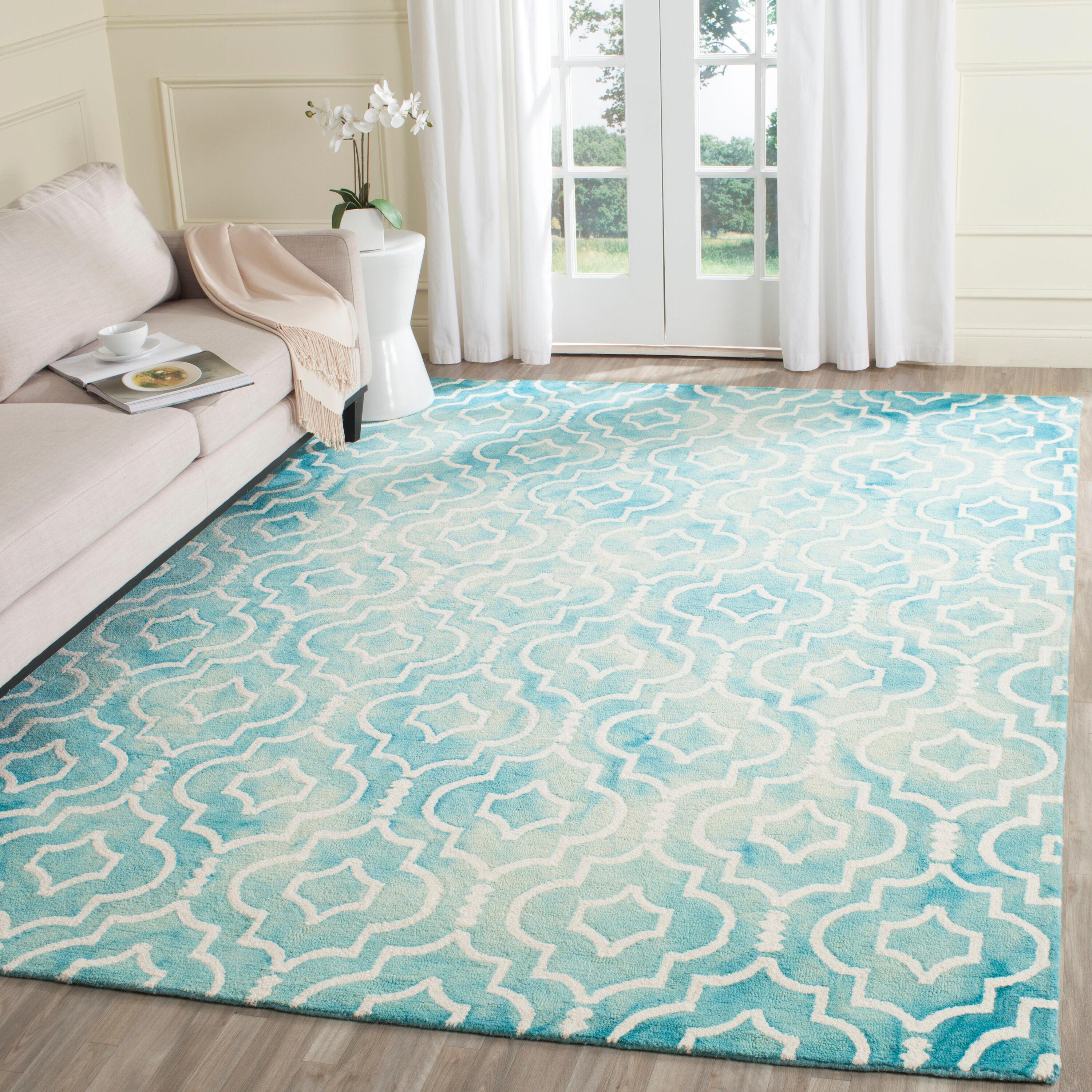 Dip Dye DDY538 Hand Tufted Indoor Area Rug - Turquoise/Ivory - 7'x7' - Safavieh