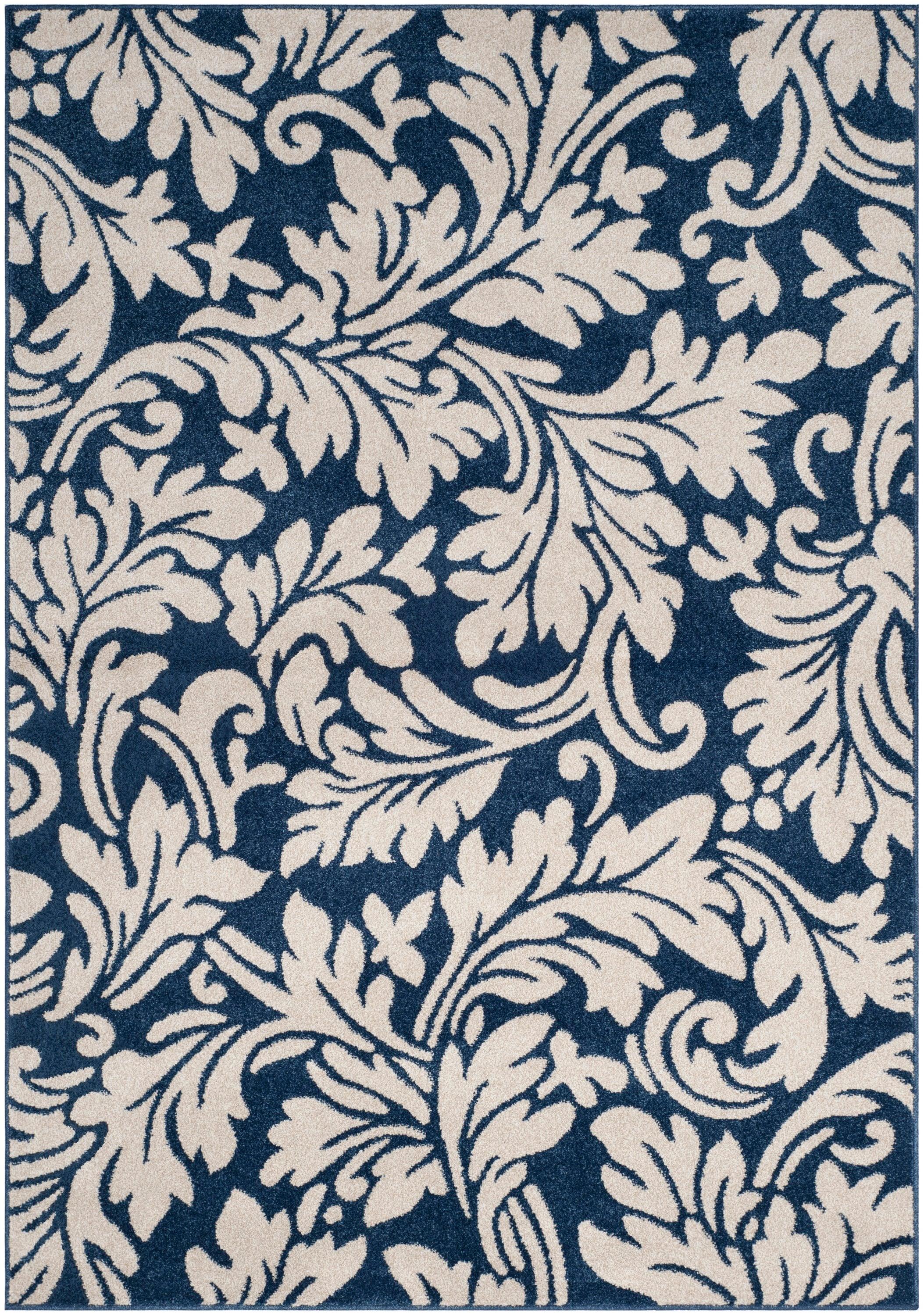 Amherst AMT425 Power Loomed Indoor Area Rug - Navy/Ivory - 4'x6' - Safavieh