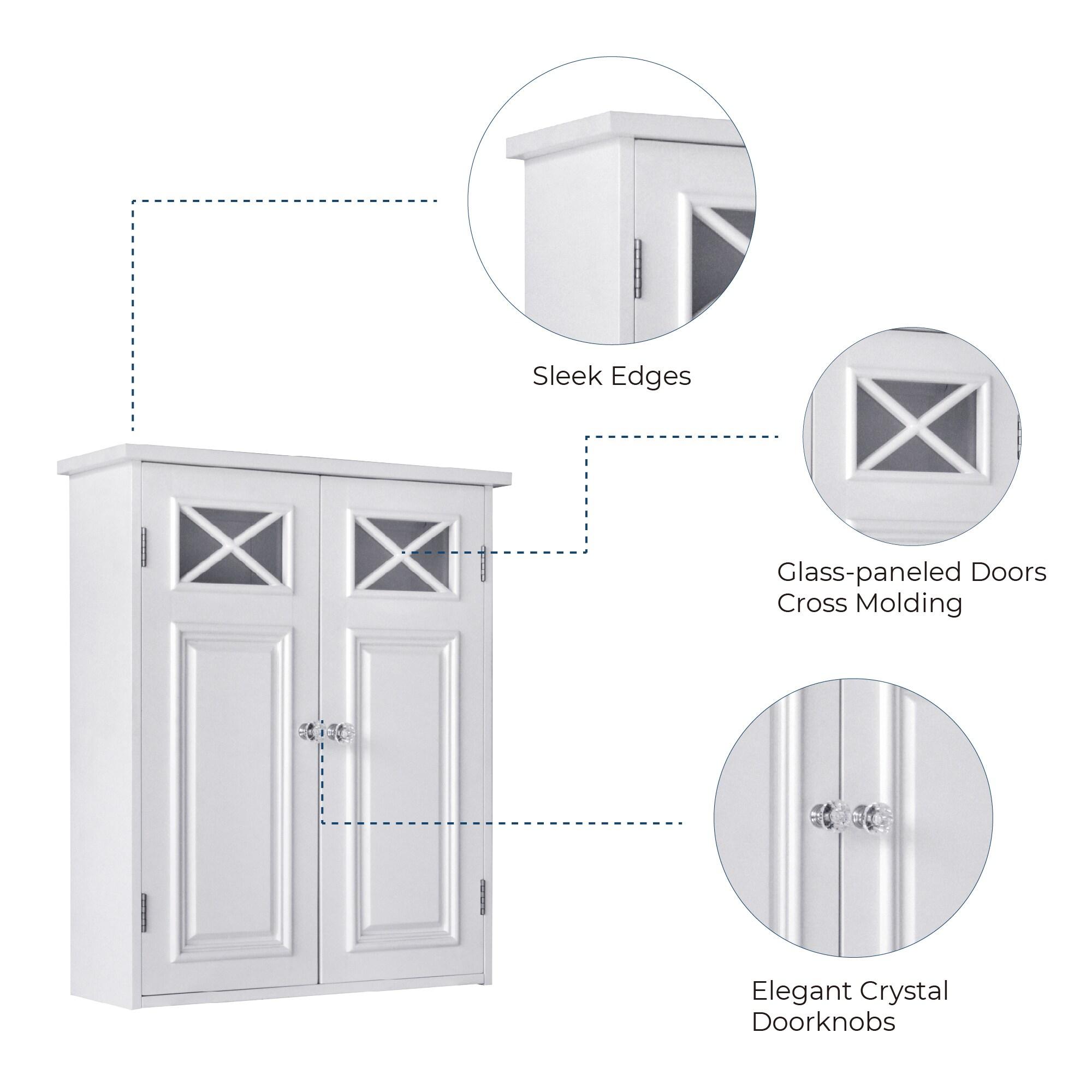 Dawson Two Doors Wall Cabinet White - Elegant Home Fashions: Traditional Style, Semi-Gloss Finish, Bathroom Storage