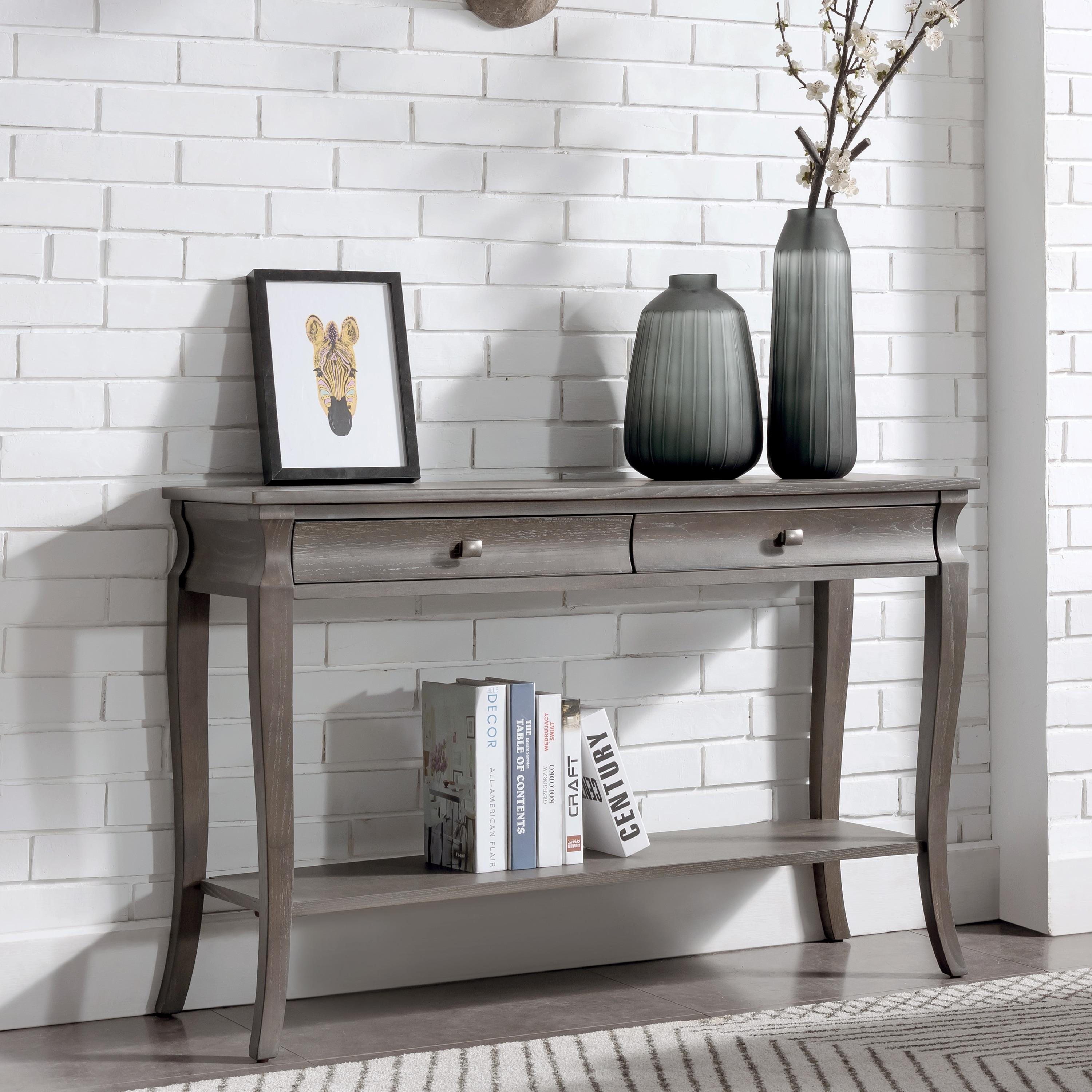 Leick Home Luna Two Drawer Sofa Table, Gray Wash