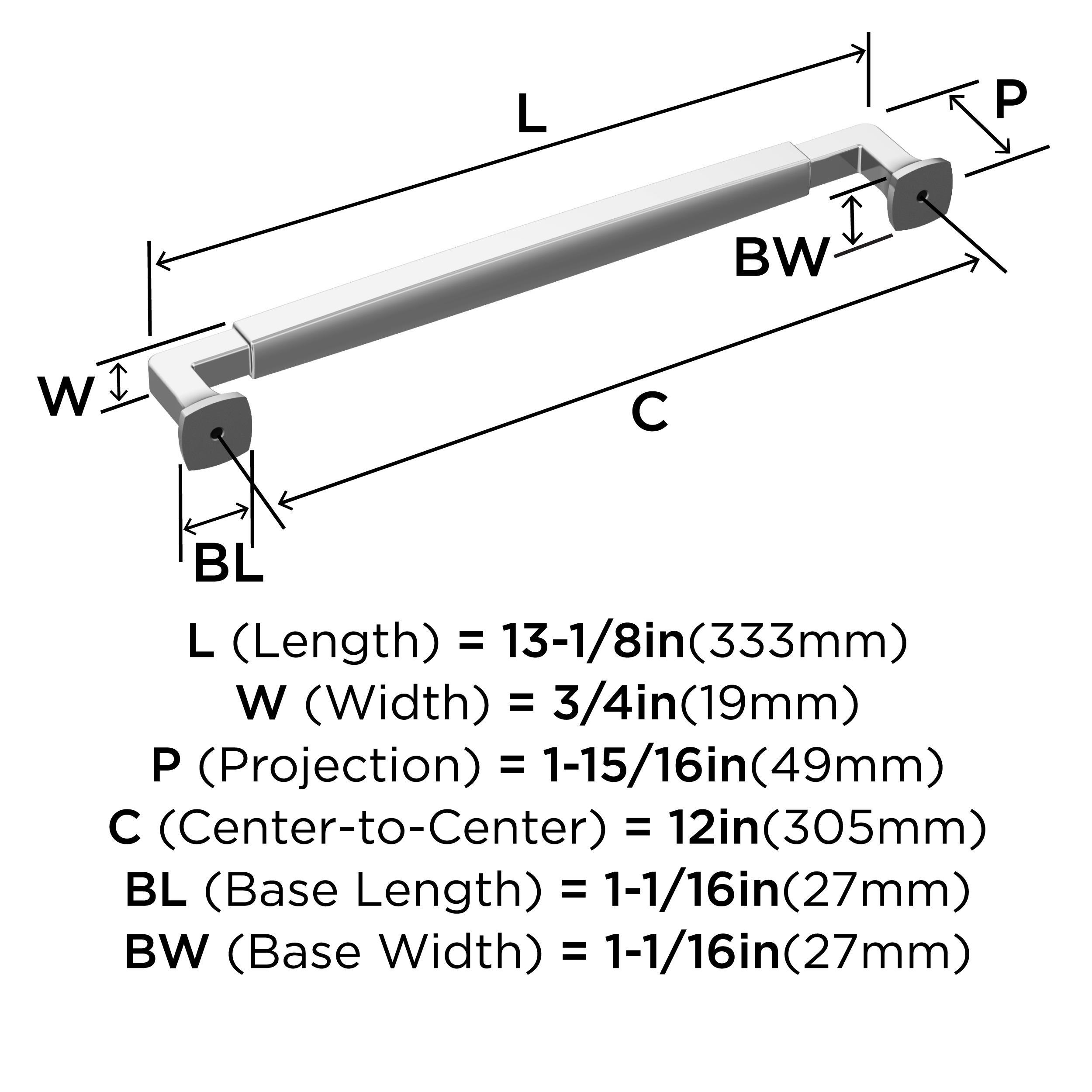 Amerock Stature 12 inch (305mm) Center-to-Center Polished Chrome Appliance Pull