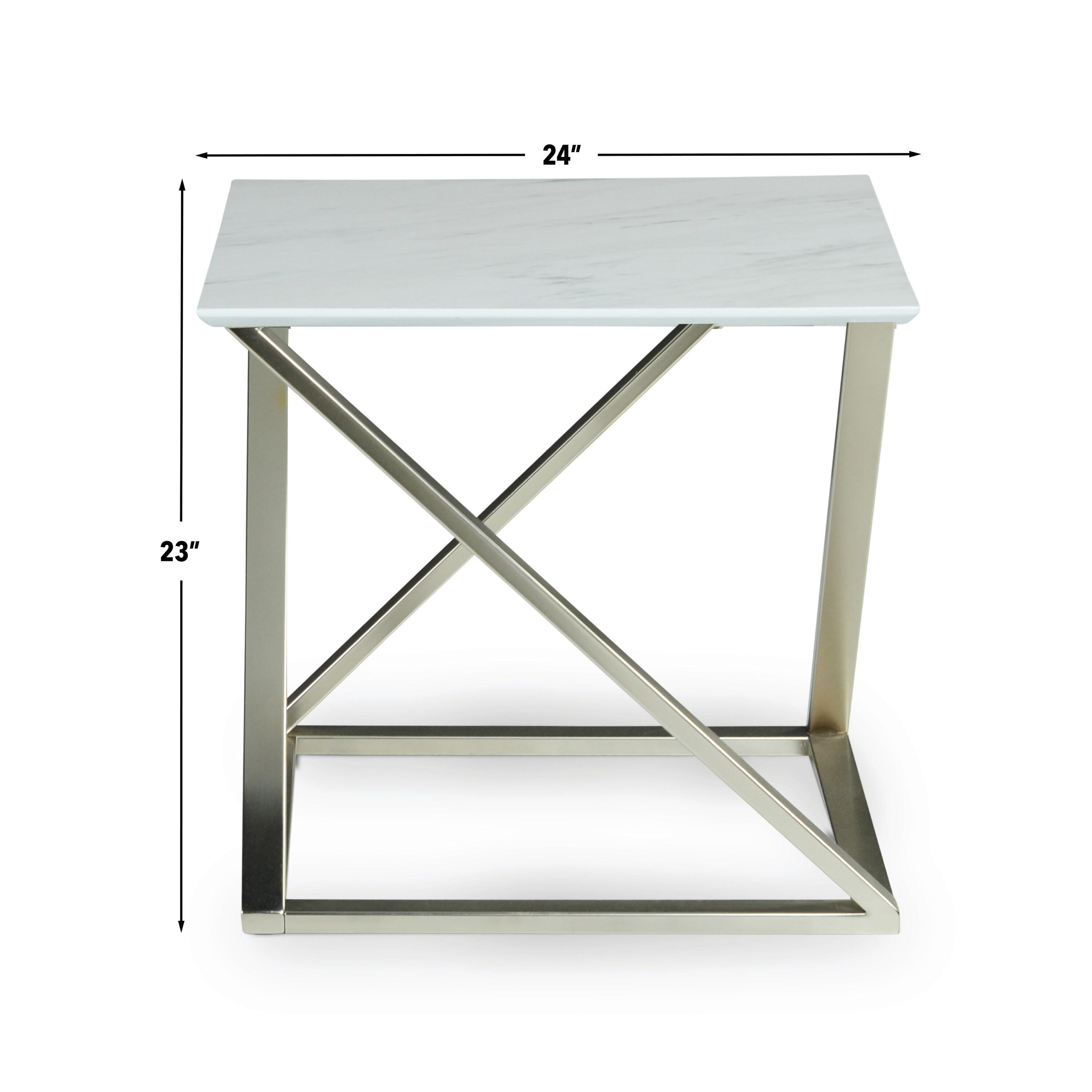 Zurich Square End Table White/Chrome - Steve Silver Co.