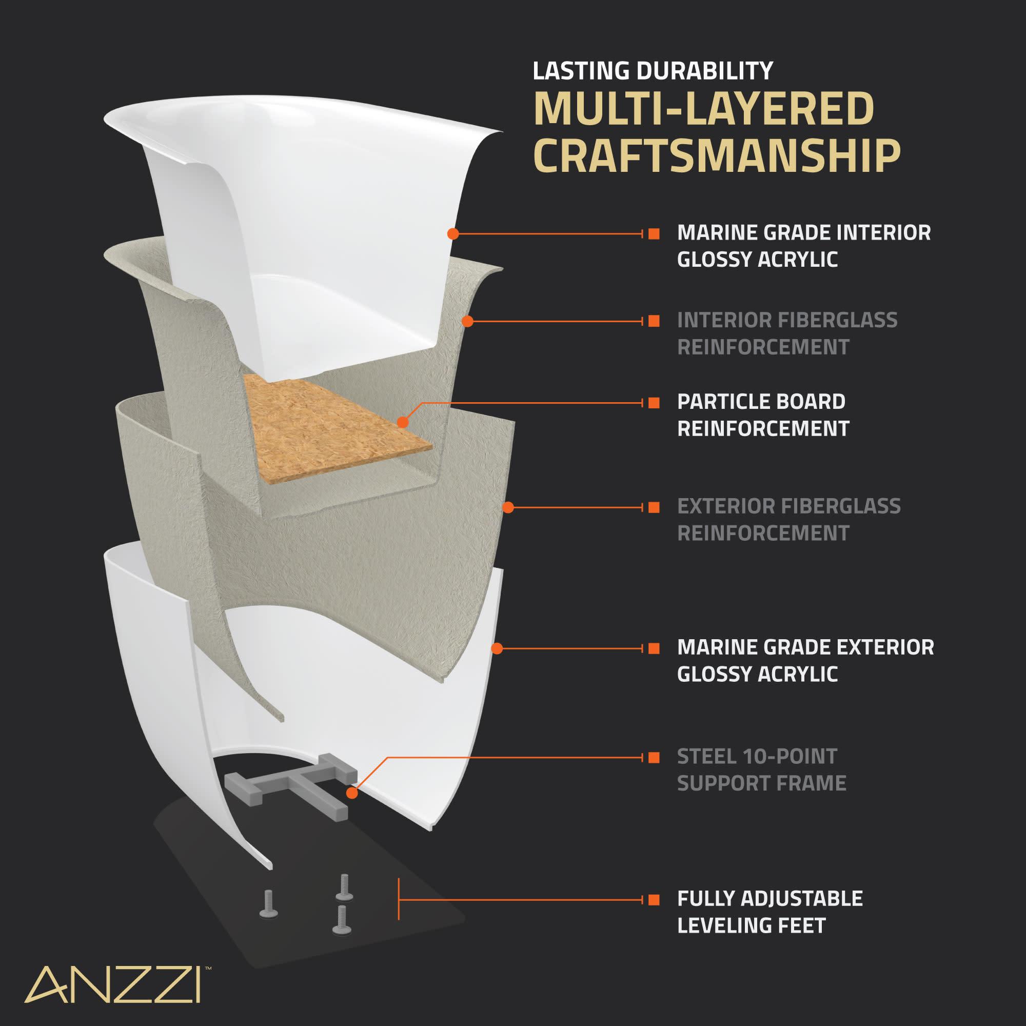 ANZZI FT-AZ098 Chand Series 67'' x 32'' Freestanding Soaking Acrylic Bathtub