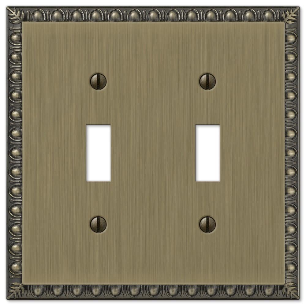 Brushed Brass Double Toggle Cast Metal Wallplate