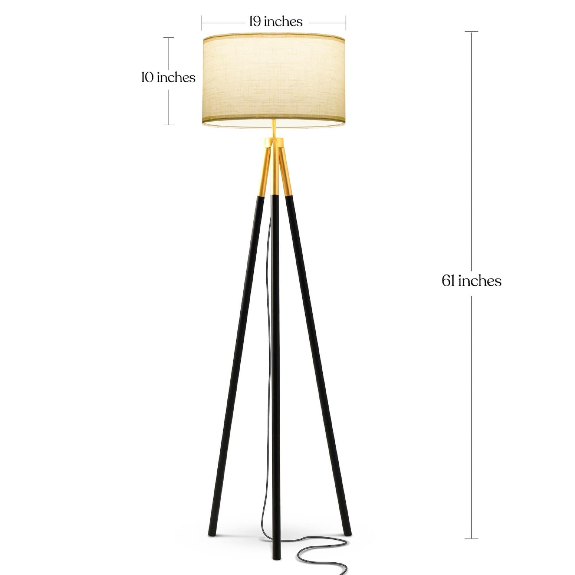 Brightech Levi 61 in. Mid Century Modern Tripod Floor Lamp with Fabric Drum Shade and Gold Finish - LED Bulb Included