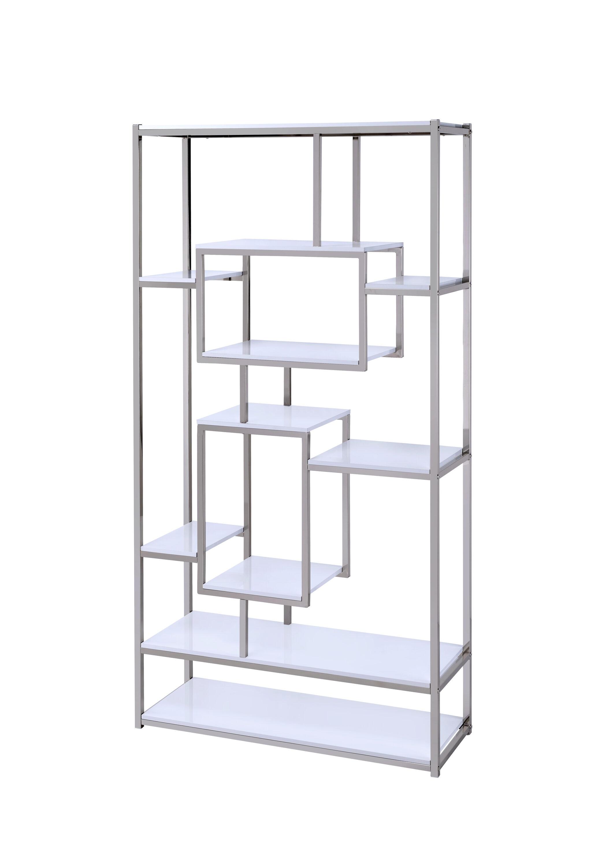 Alize Metal Modern Artsy styled Gray Finished Bookcase with Shelves