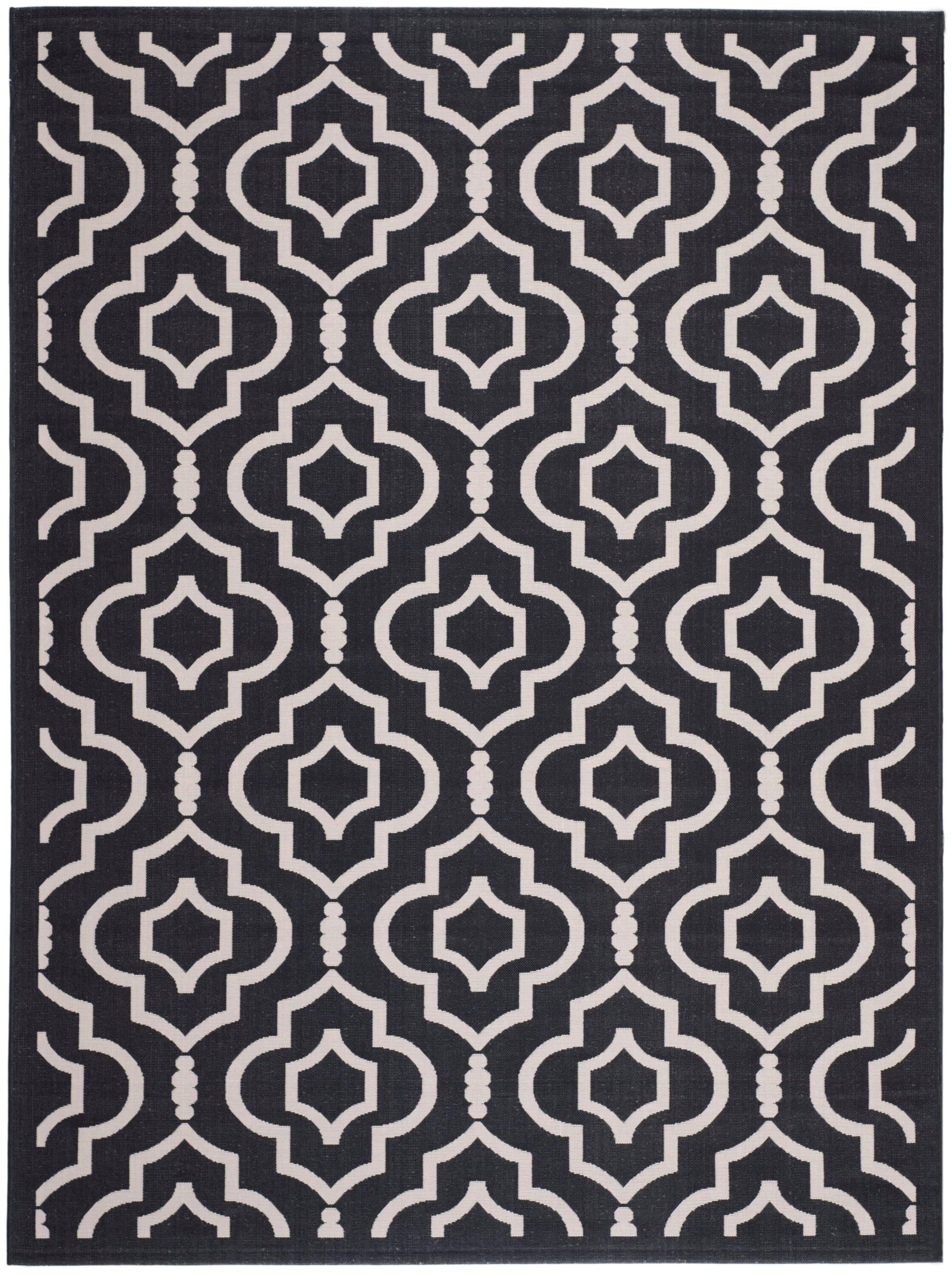 Safavieh Courtyard Alexa Geometric Indoor/Outdoor Area Rug, 5'3" x 7'7", Black/Beige