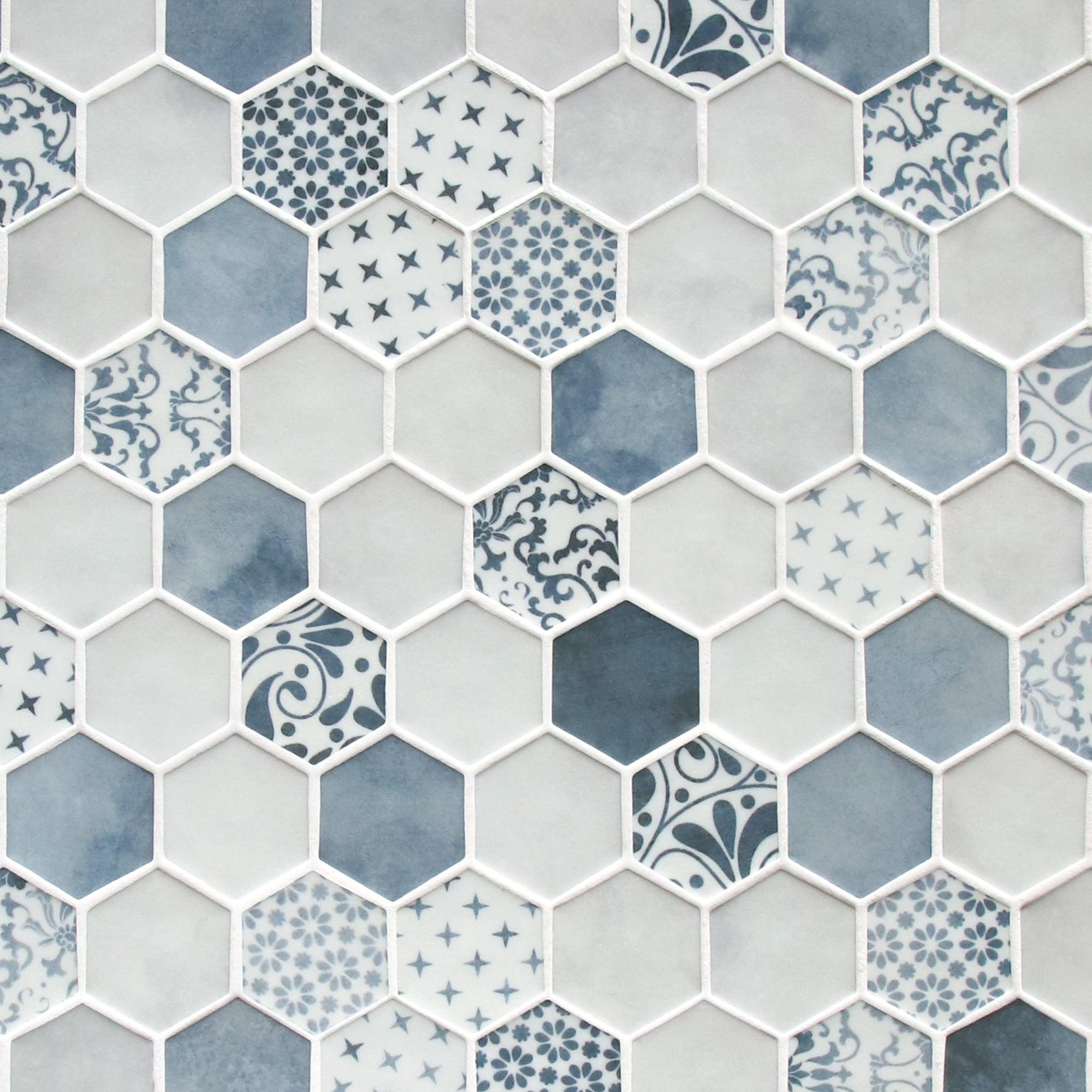 Sunwings 11.7" x 10.2" Recycled Glass Honeycomb Wall & Floor Tile