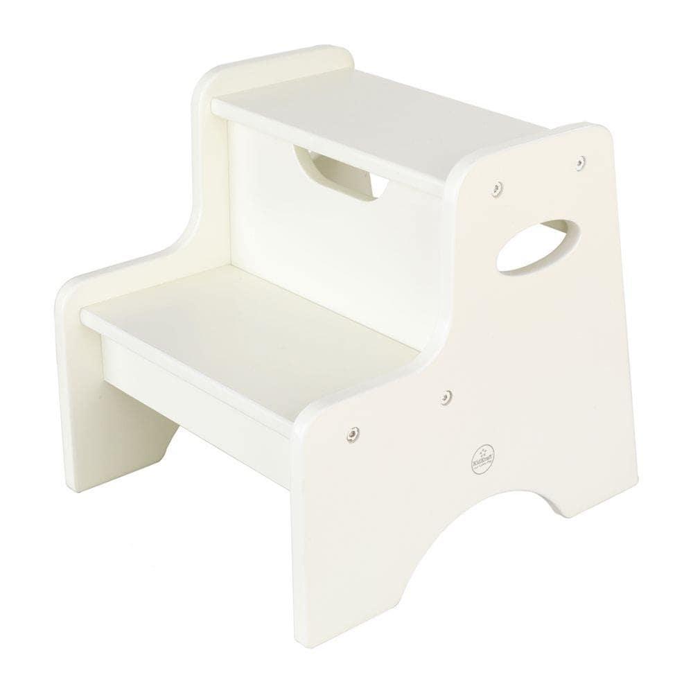 KidKraft Wooden Two-Step Children's Stool with Handles - White