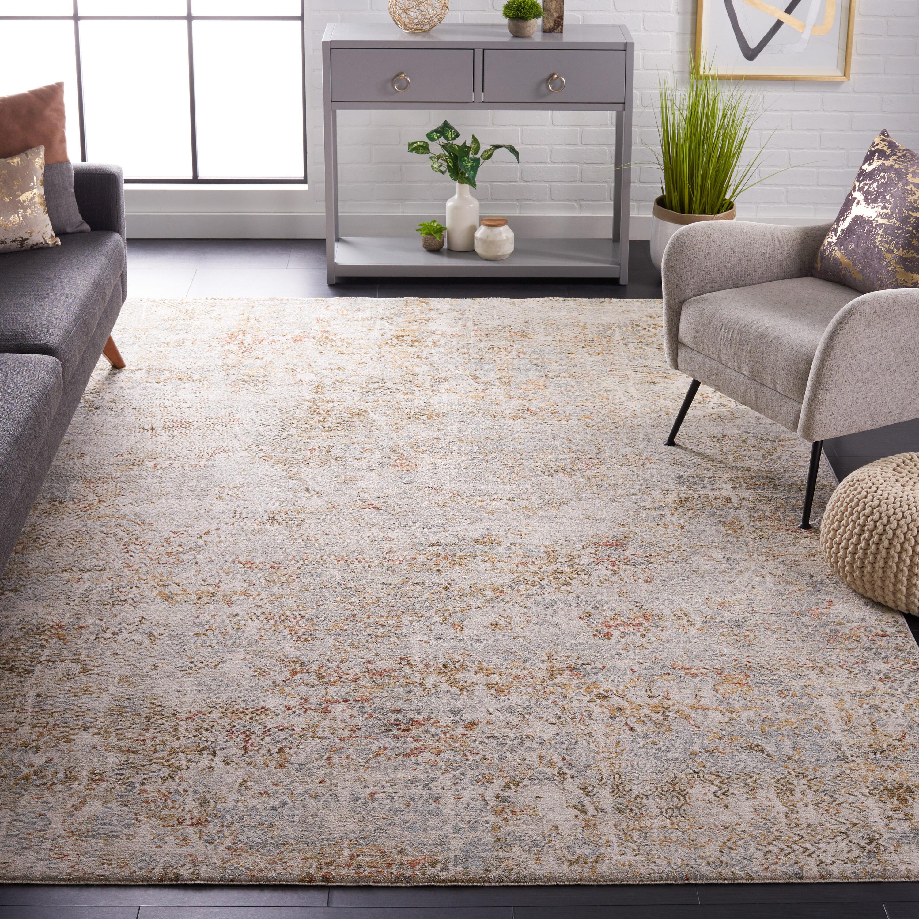 Adrianna ADN206 Machine Made Indoor Area Rug - Blue/Gold - 4'x6' - Safavieh