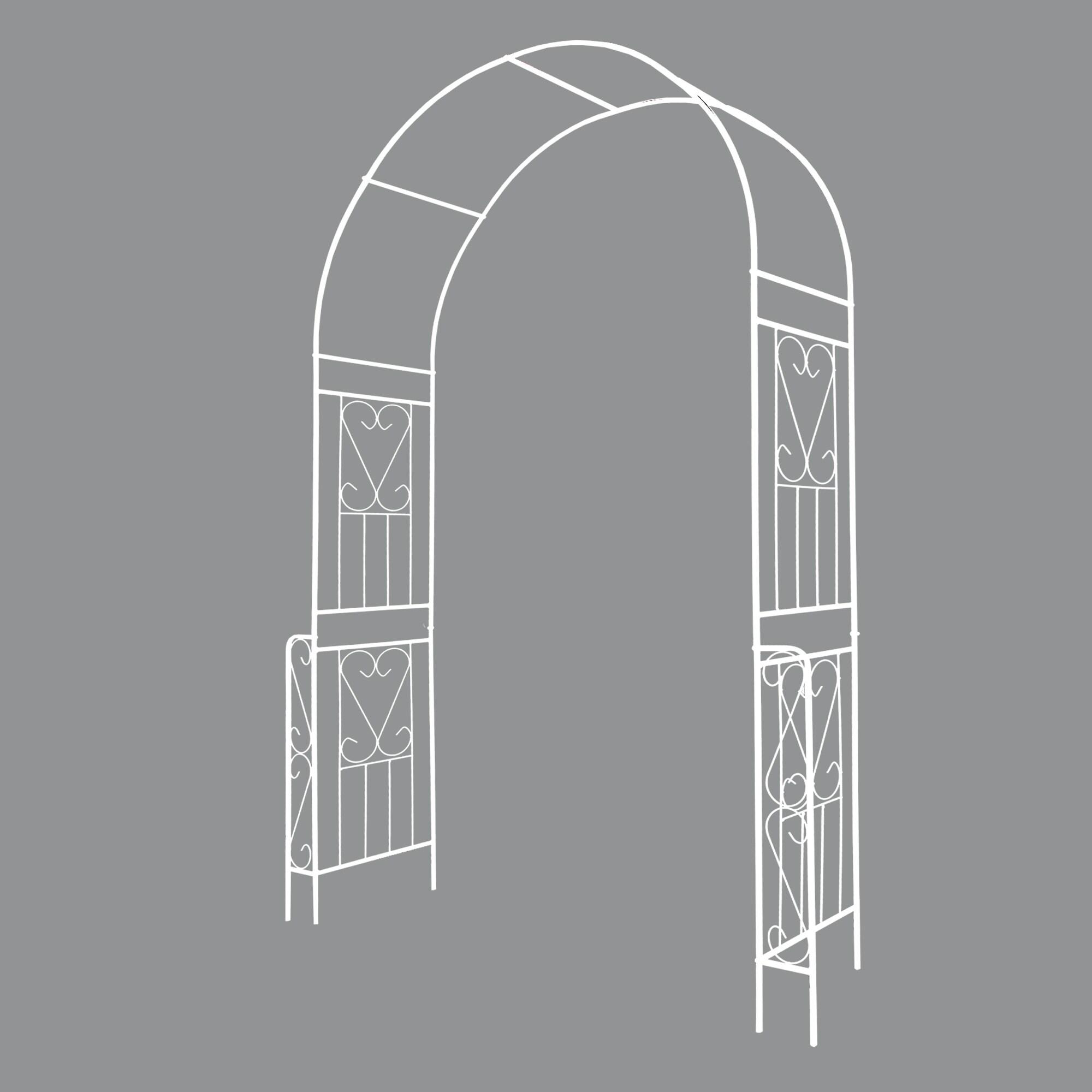 Gzxs Garden Arbor, Metal Arch Archway for Wedding Ceremony Party, Steel Garden Trellis for Plant Climbing, Christmas Holiday Patio Lawn Decorations, 55"L x 14.5"W x 94.5"H (Cream White)