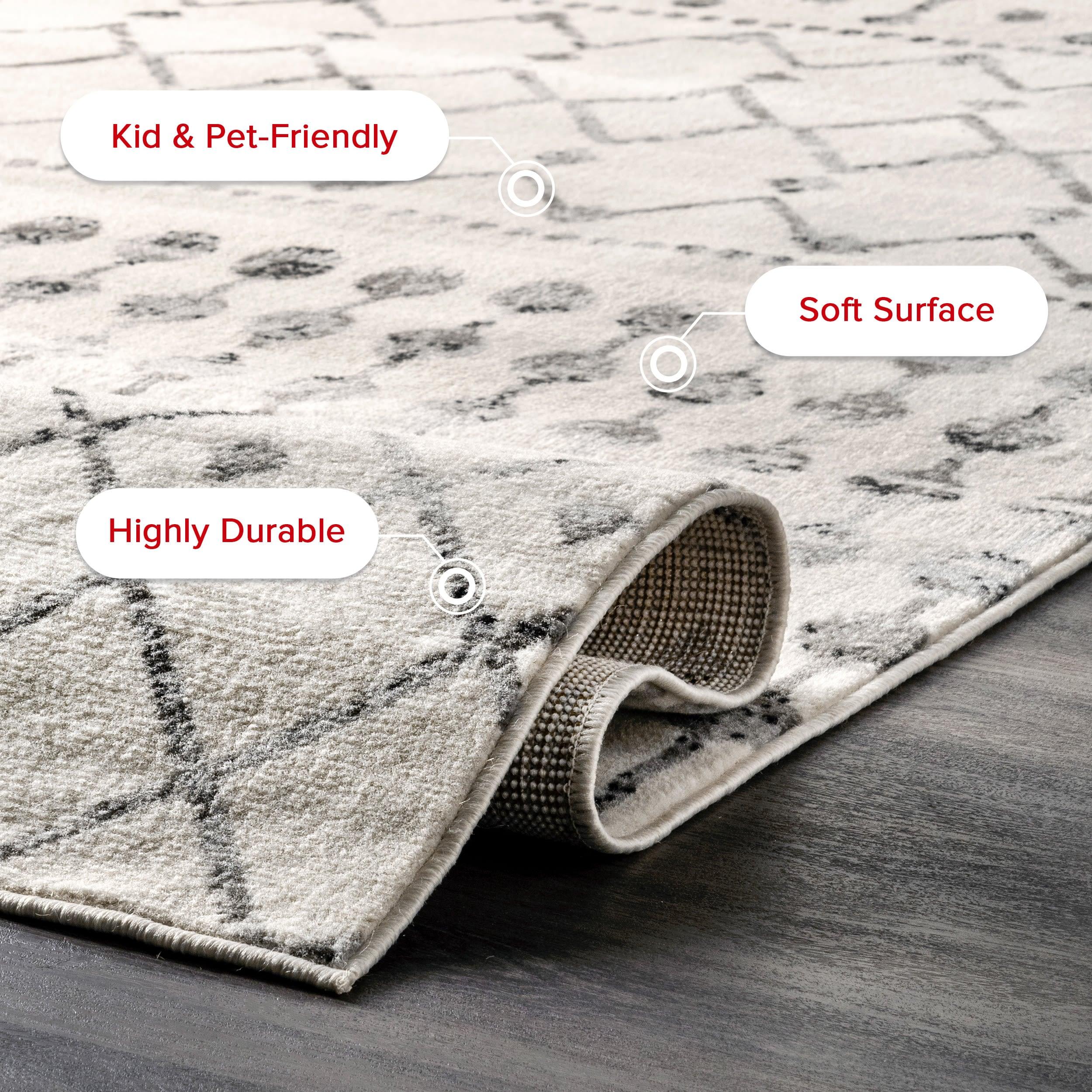 Nuloom 7x9 Zola Geometric Moroccan Indoor Area Rug, Grey, Faded Bohemian Design, Stain Resistant, BedroomLiving Room, Kitchen,