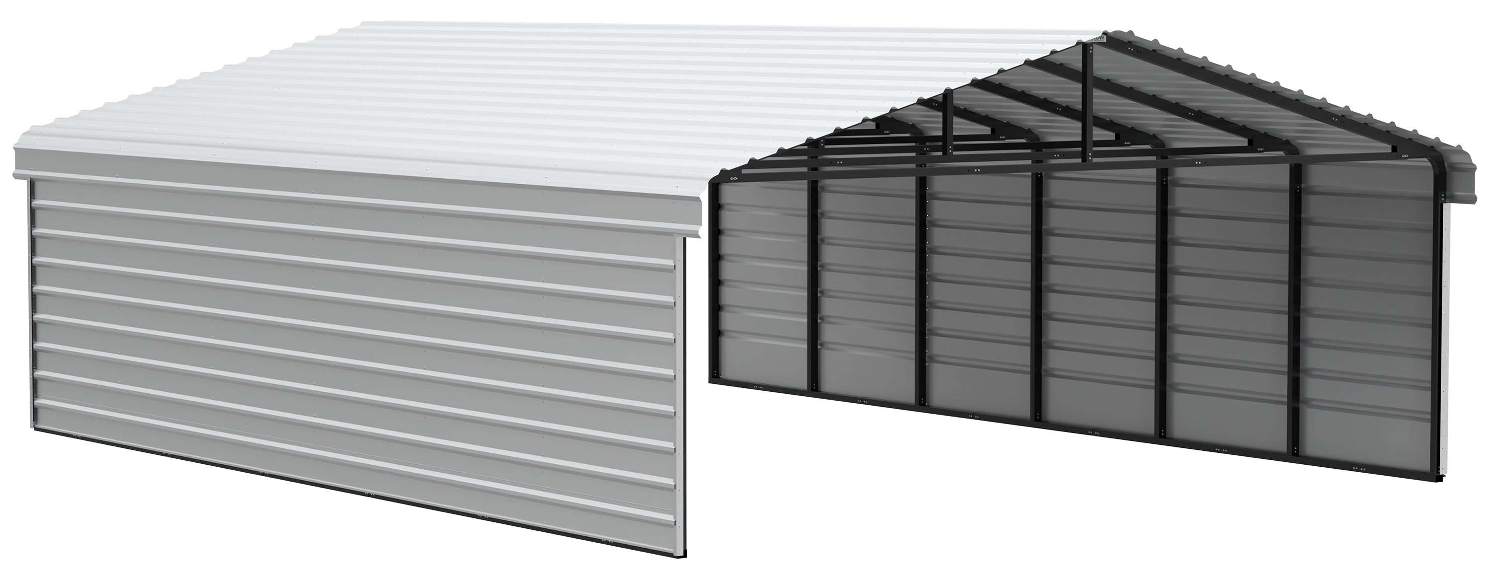 Arrow Charcoal Carport with 2-sided Enclosure