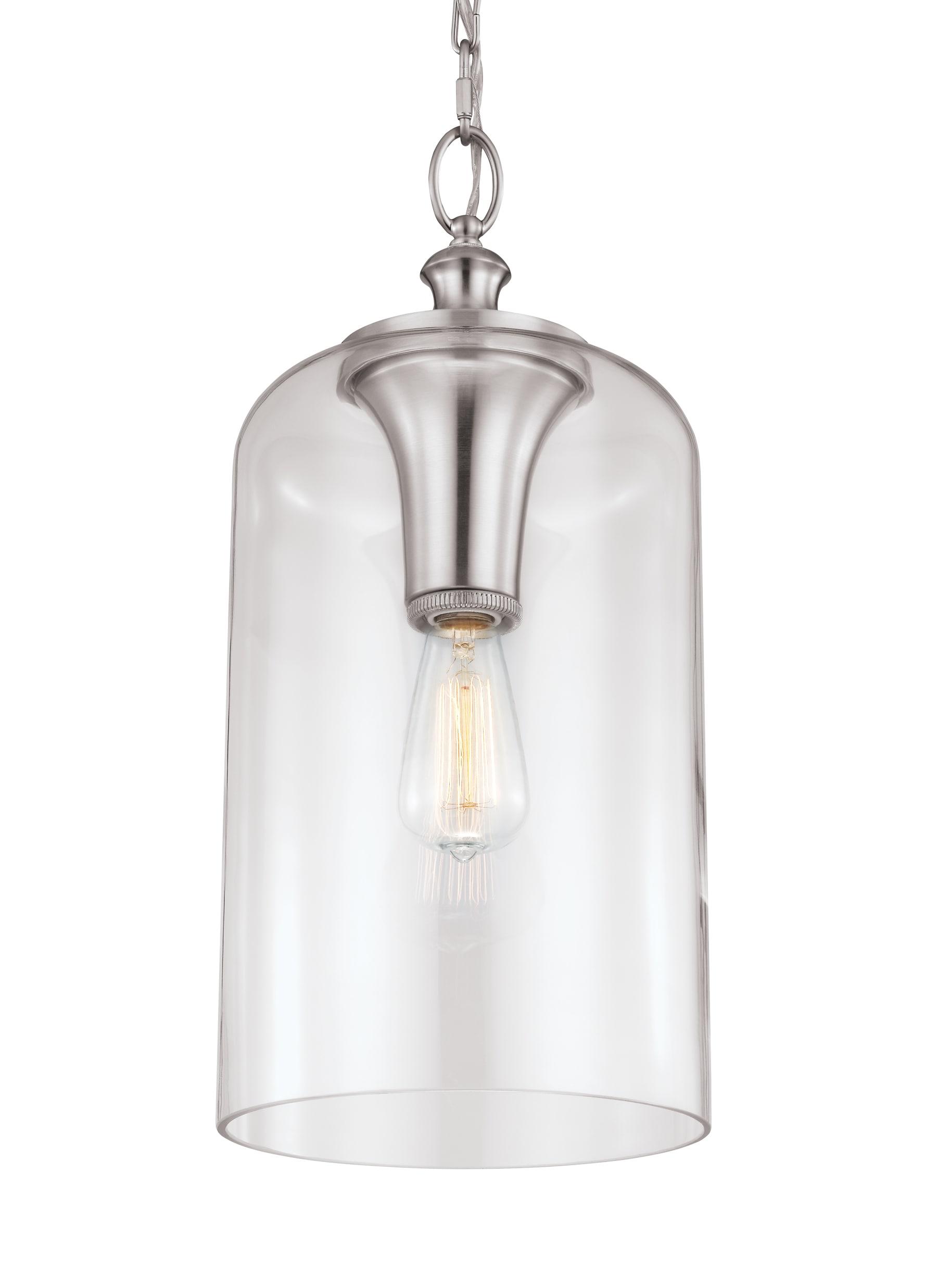 Brushed Steel Mini Pendant with Clear Glass Shade