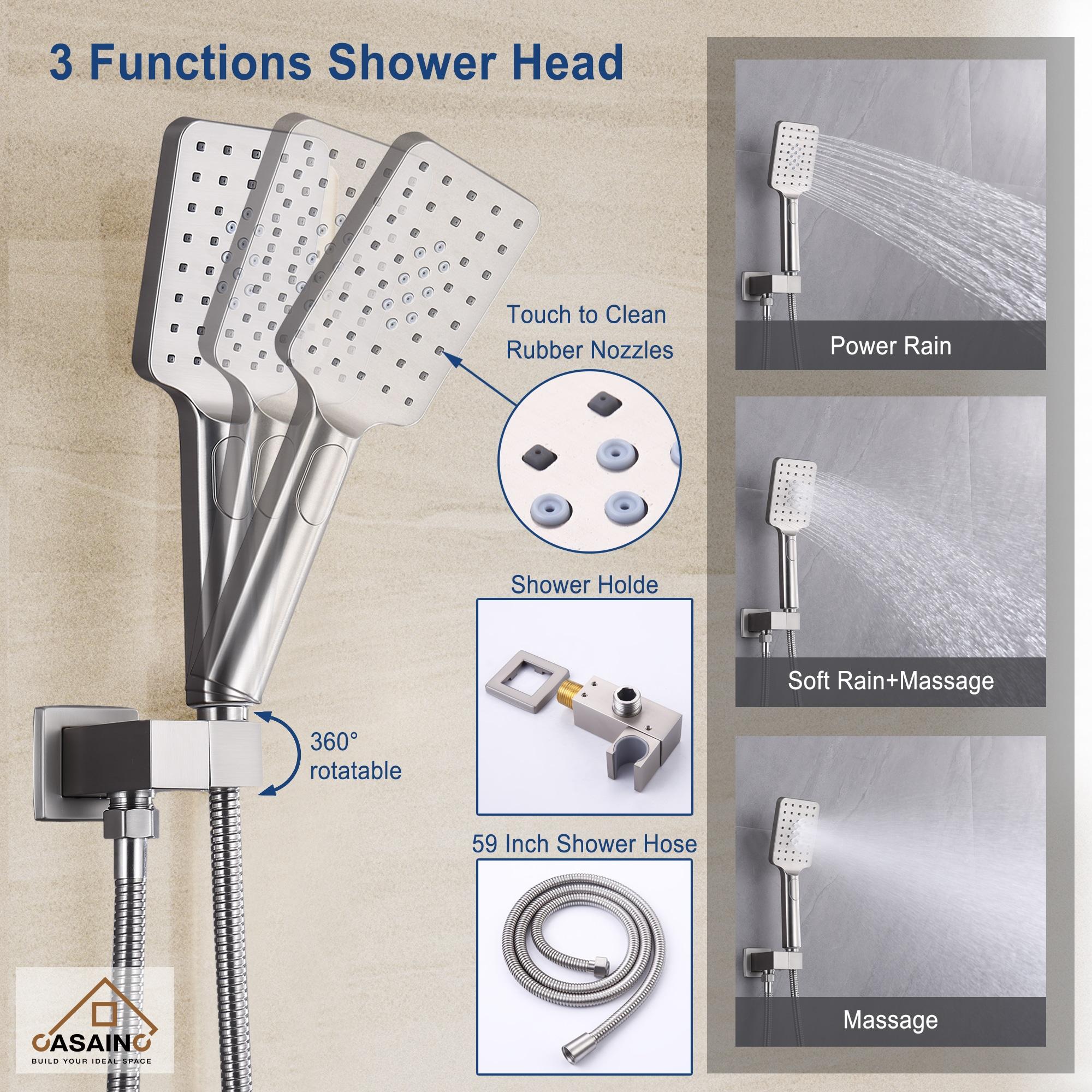 10 inch Wall Mounted Pressure Balanced Complete Shower System With 3 Setting Shower Handheld