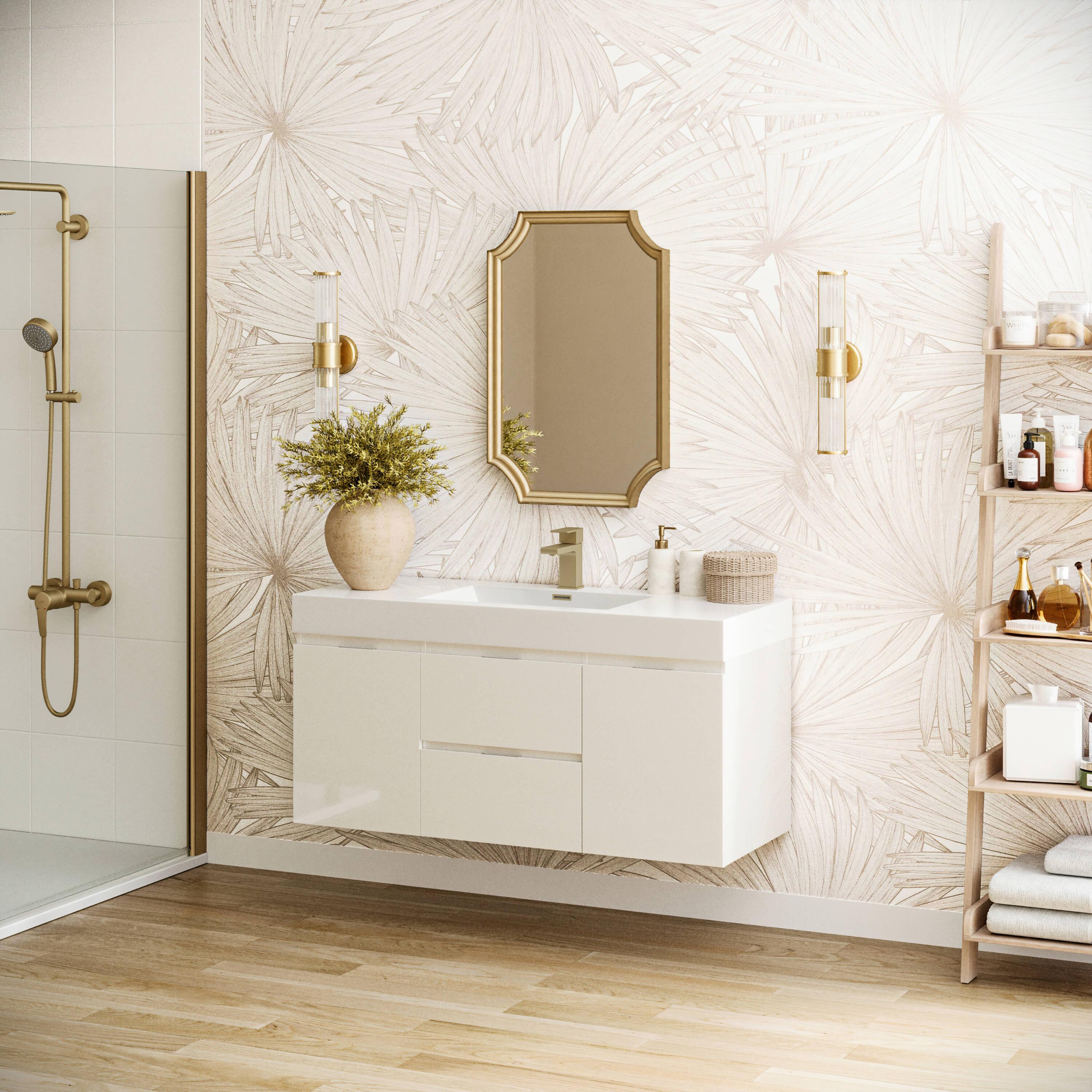 Valencia 48" Wall Mount Single Sink Bathroom Vanity with Top and Sink (Faucet Not Included)