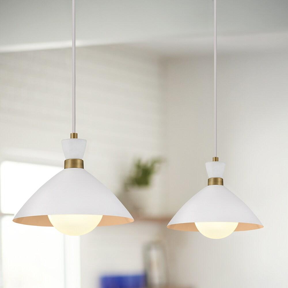 Lark Simon 1 - Light Pendant in  Matte White/Heritage Brass