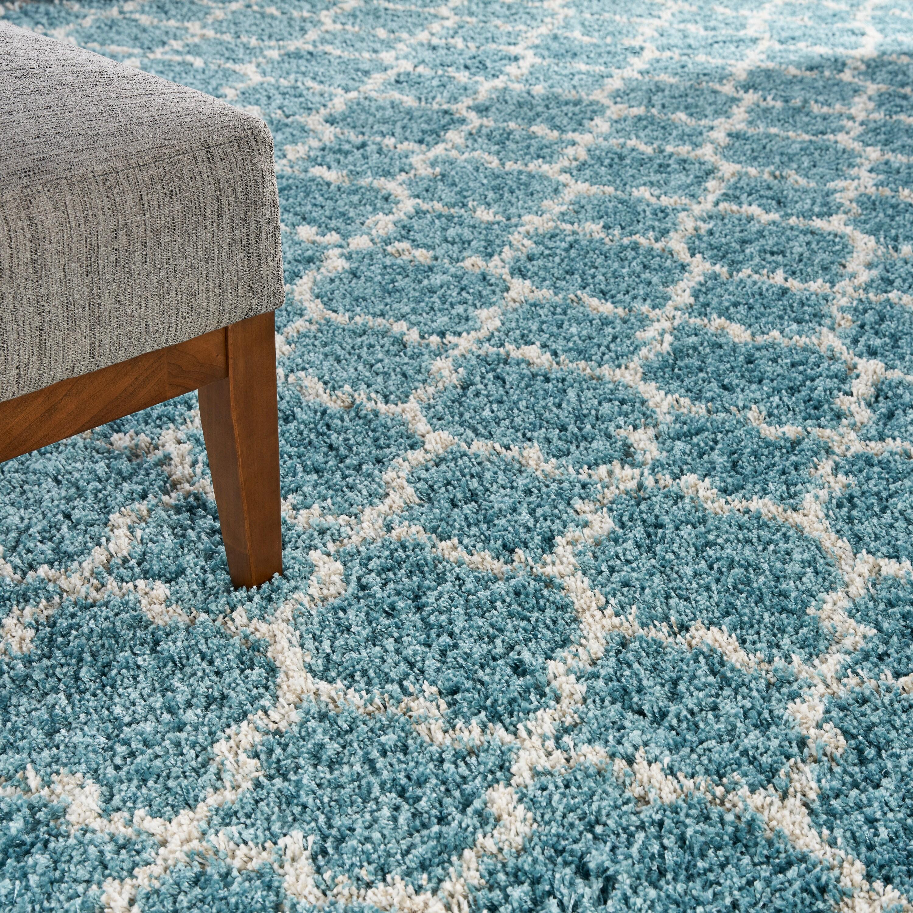 Nourison Amore Trellis Aqua 7'10" x 10'10" Area Rug, (8x11)