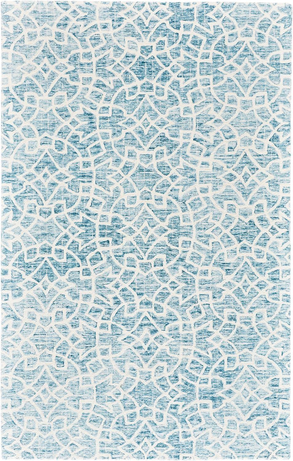 Handmade Blue Wool Tufted Rectangular 5' x 8' Rug