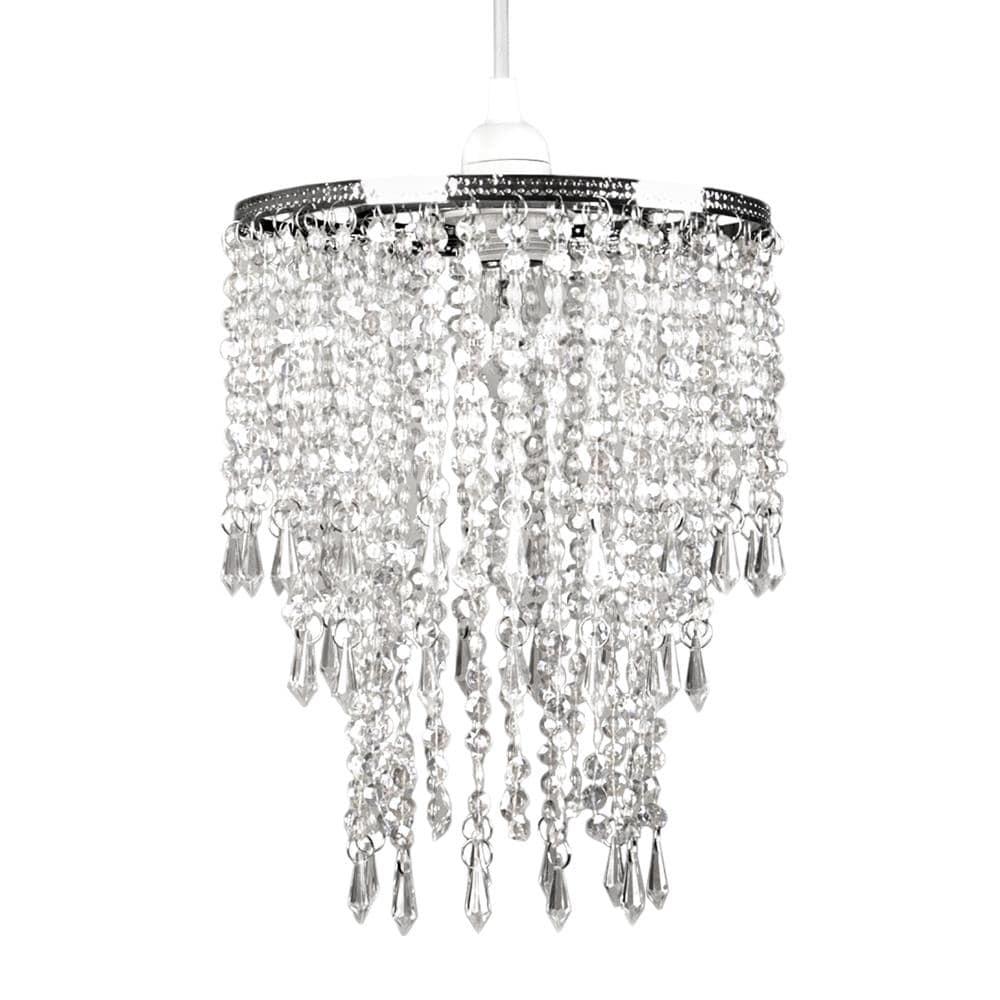 Faux Crystal Acrylic Bead Triple Layer Shade for Pendant Ceiling Fixture