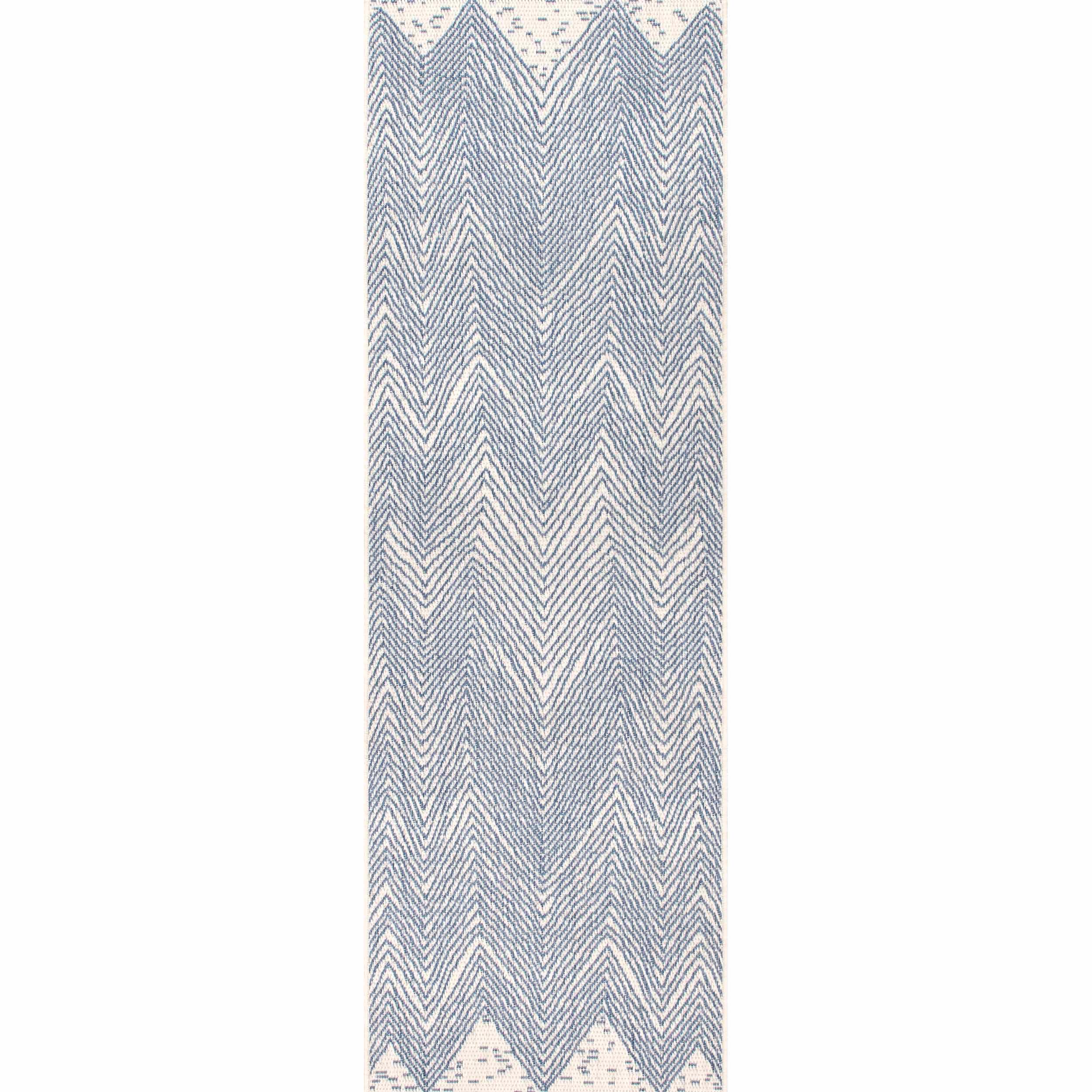 Dunham Abstract Indoor/Outdoor Area Rug for Living Room Patio Deck Front Porch Kitchen, Blue/Ivory