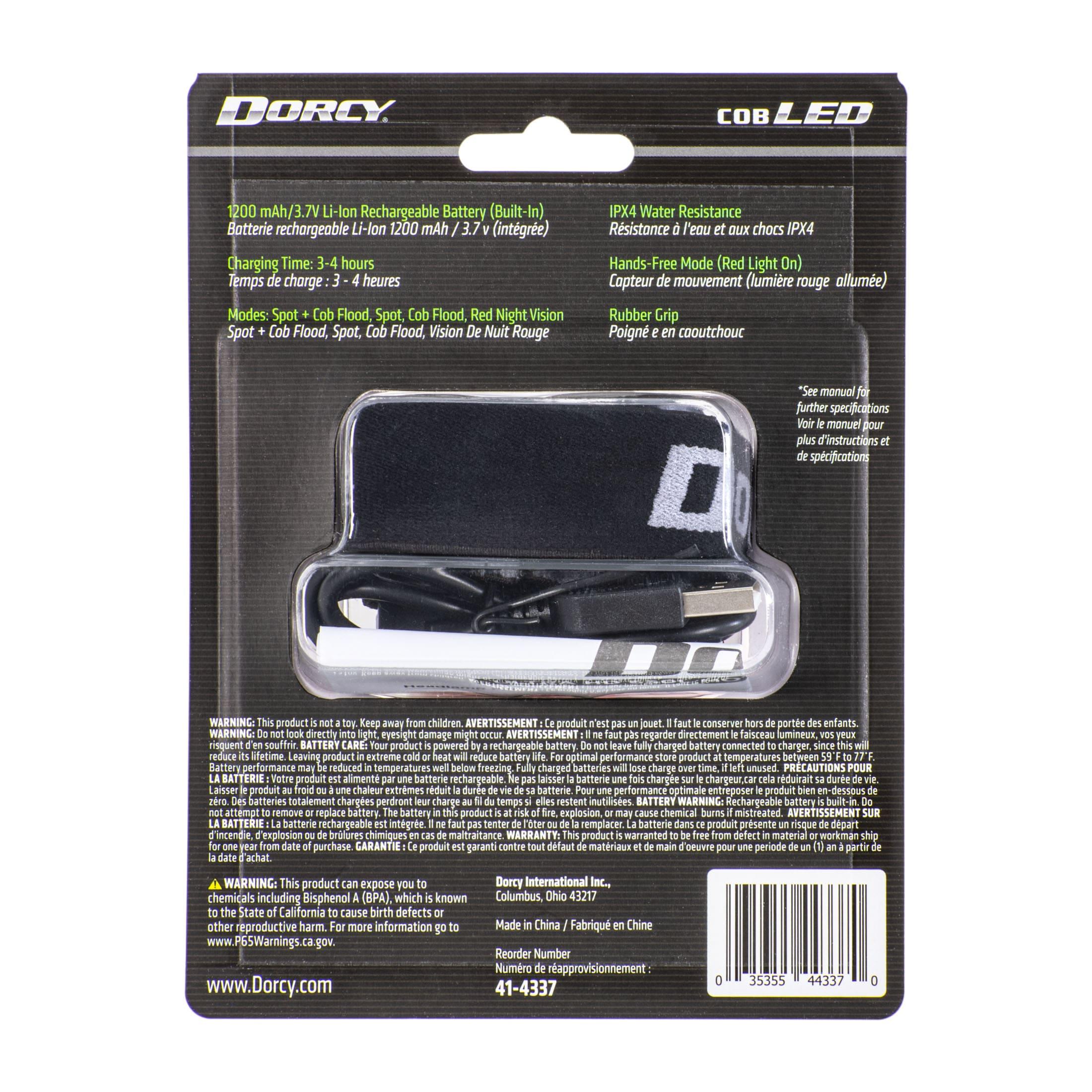 Dorcy 41-4337 650-Lumens LED USB Rechargeable Motion-Activated Headlamp