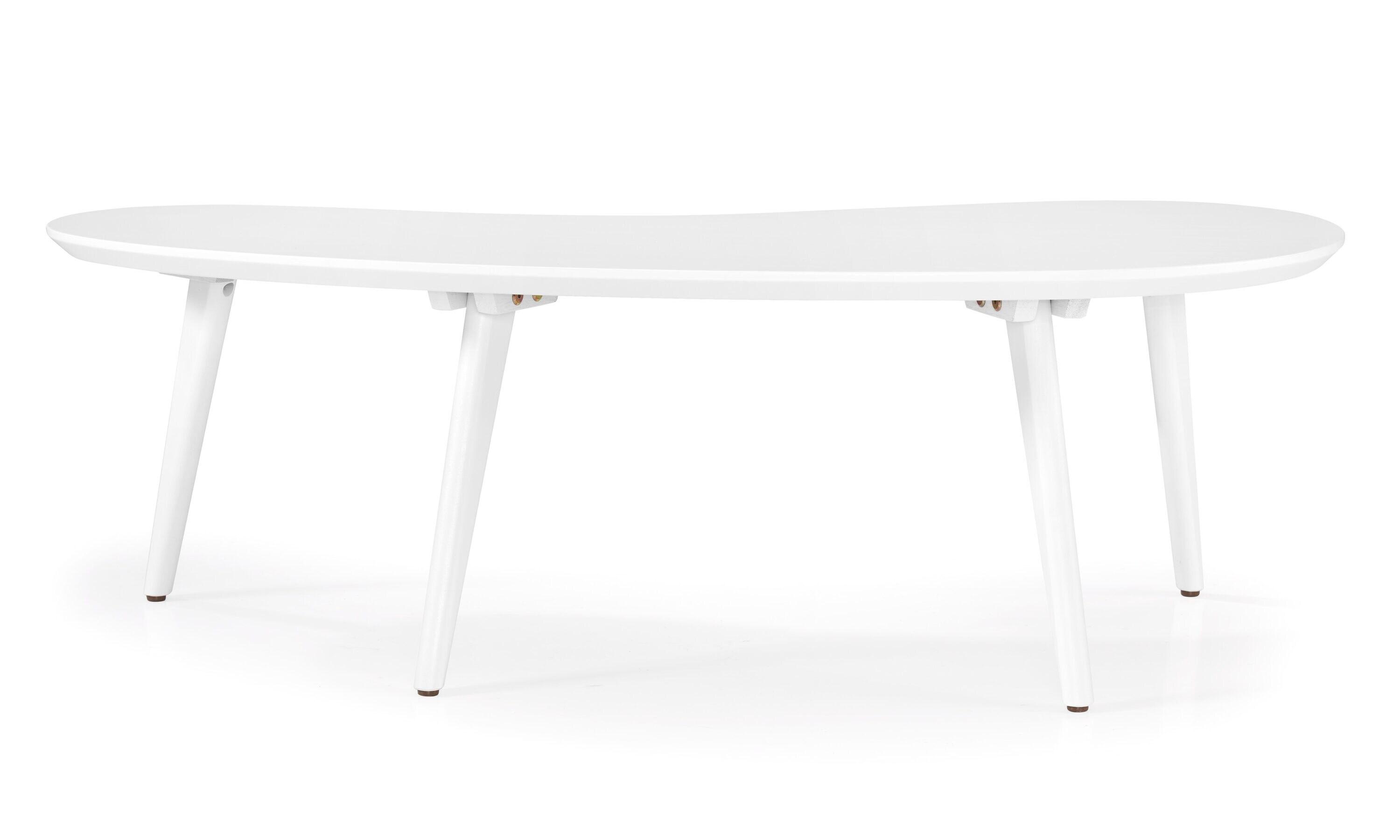 Camaflexi Mid Century Modern Coffee Table Small Tabletop Wood Coffee Desk, White
