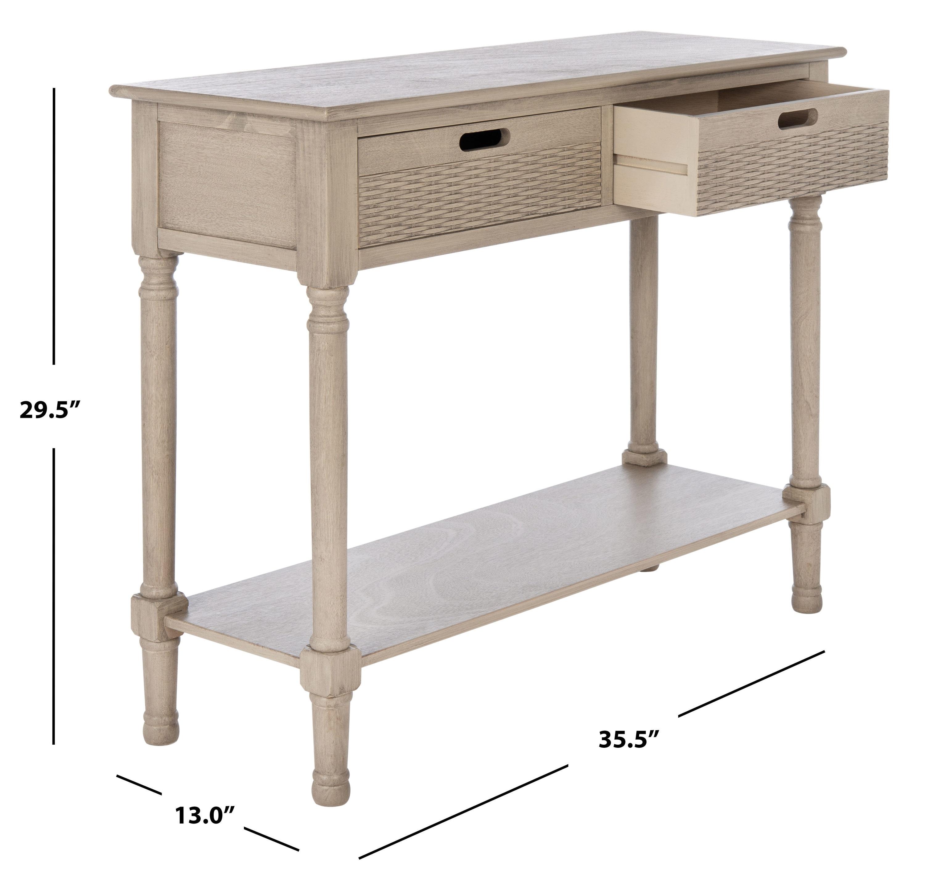 Greige Wood 2-Drawer Console Table with Storage