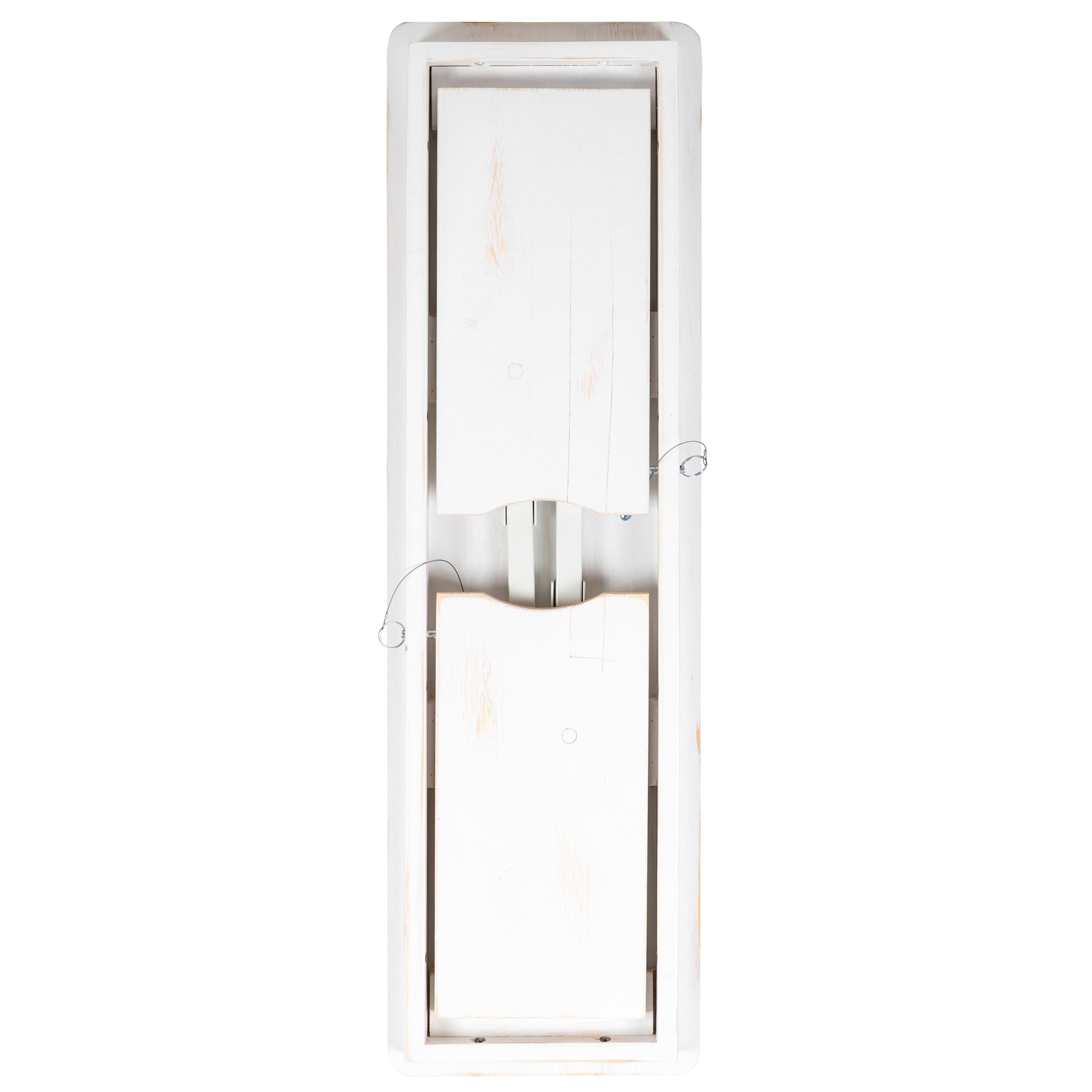 Flash Furniture HERCULES Series 40" x 12" Antique Rustic White Solid Pine Folding Farm Bench