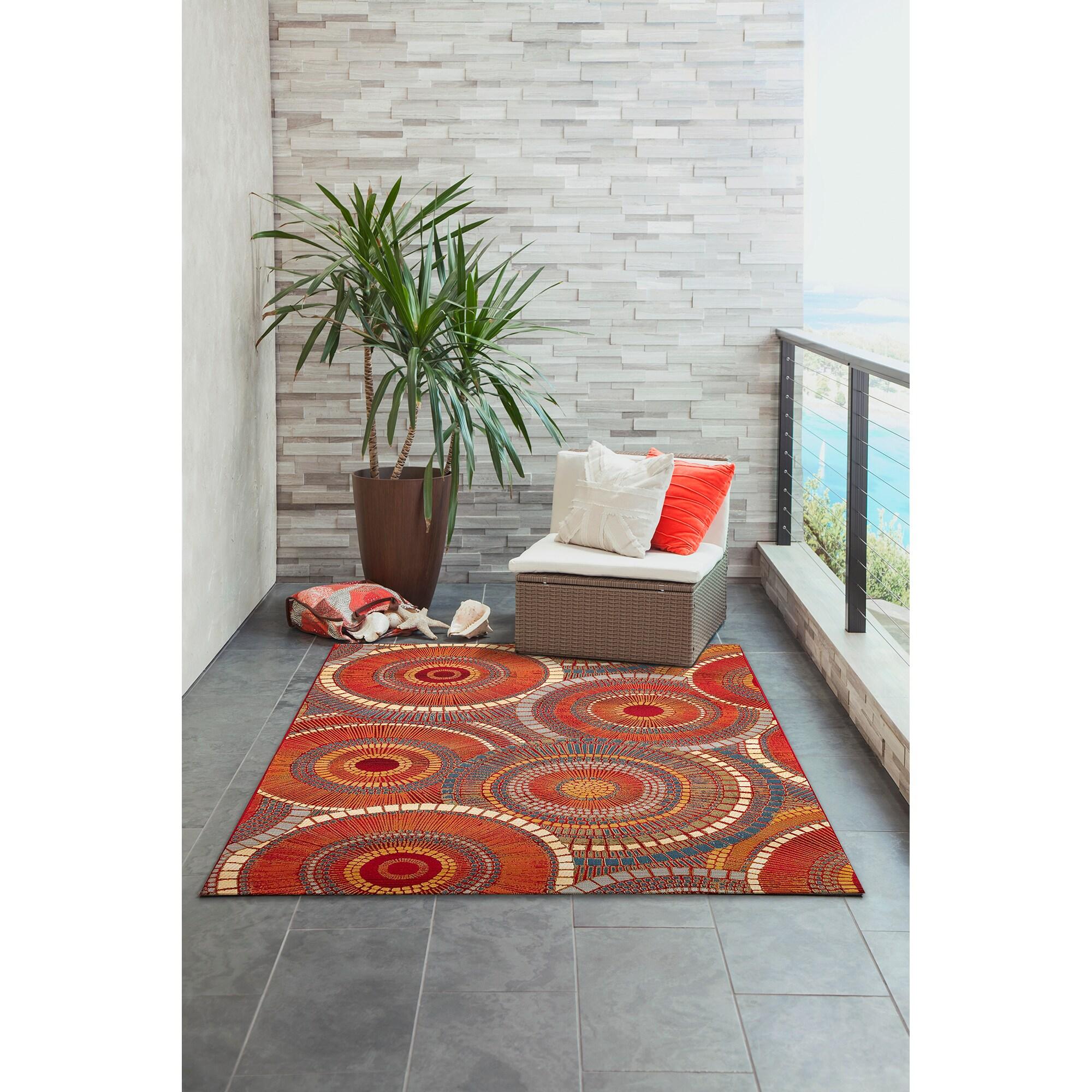 Liora Manne Marina Circles Indoor/Outdoor Rug Saffron 2'7" x 4'3"