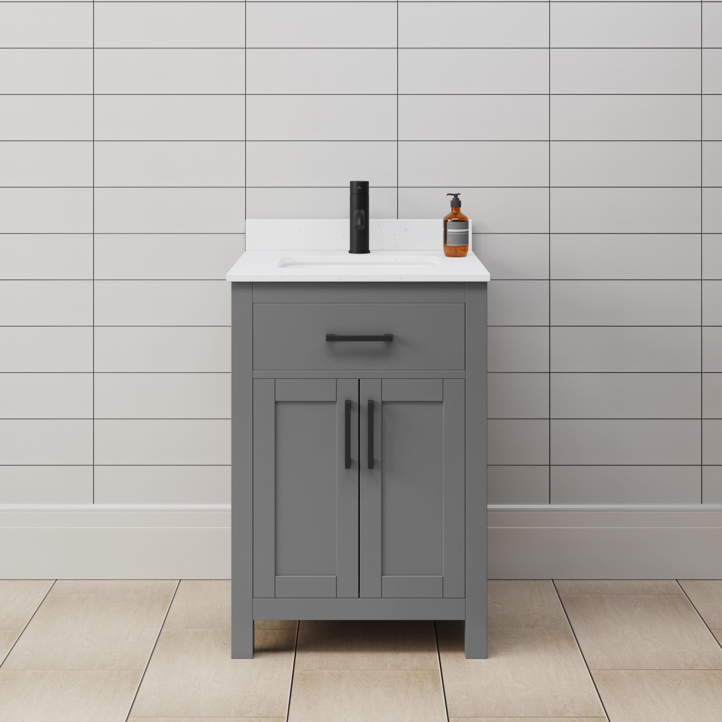 Wyndham Collection Beckett 24" Freestanding Single Bathroom Vanity with Cultured Marble Top