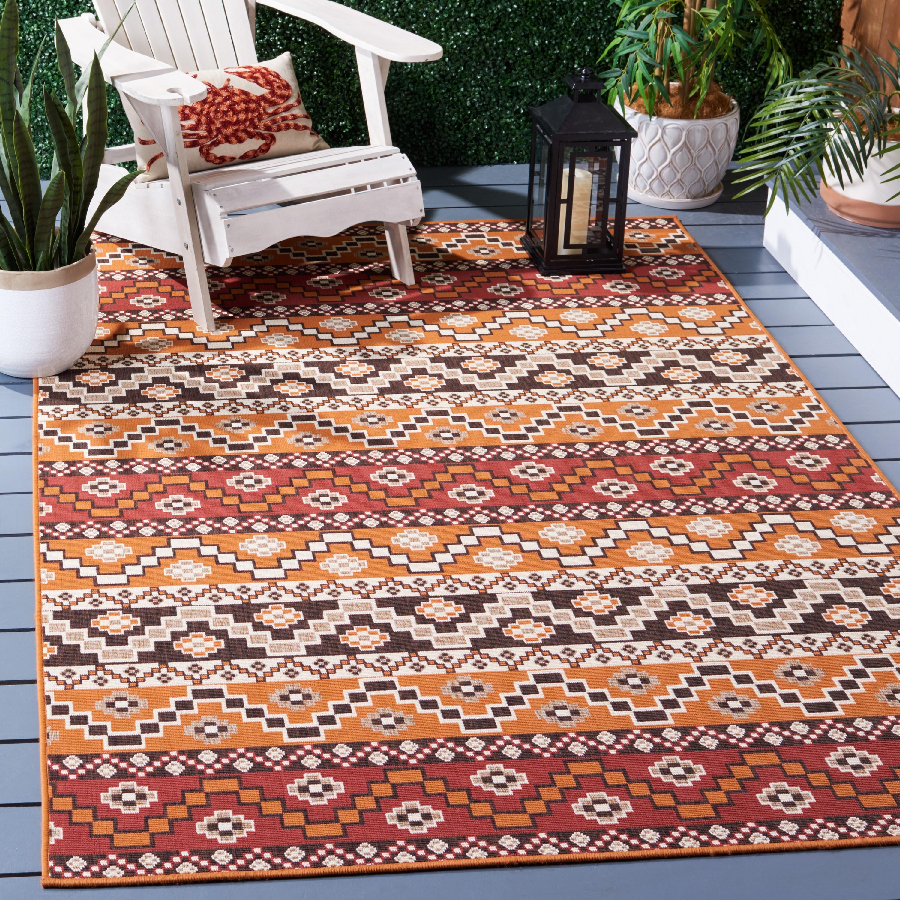 Veranda VER095 Power Loomed Indoor and Outdoor Accent Rug - Red/Chocolate - 2'7"x5' - Safavieh.