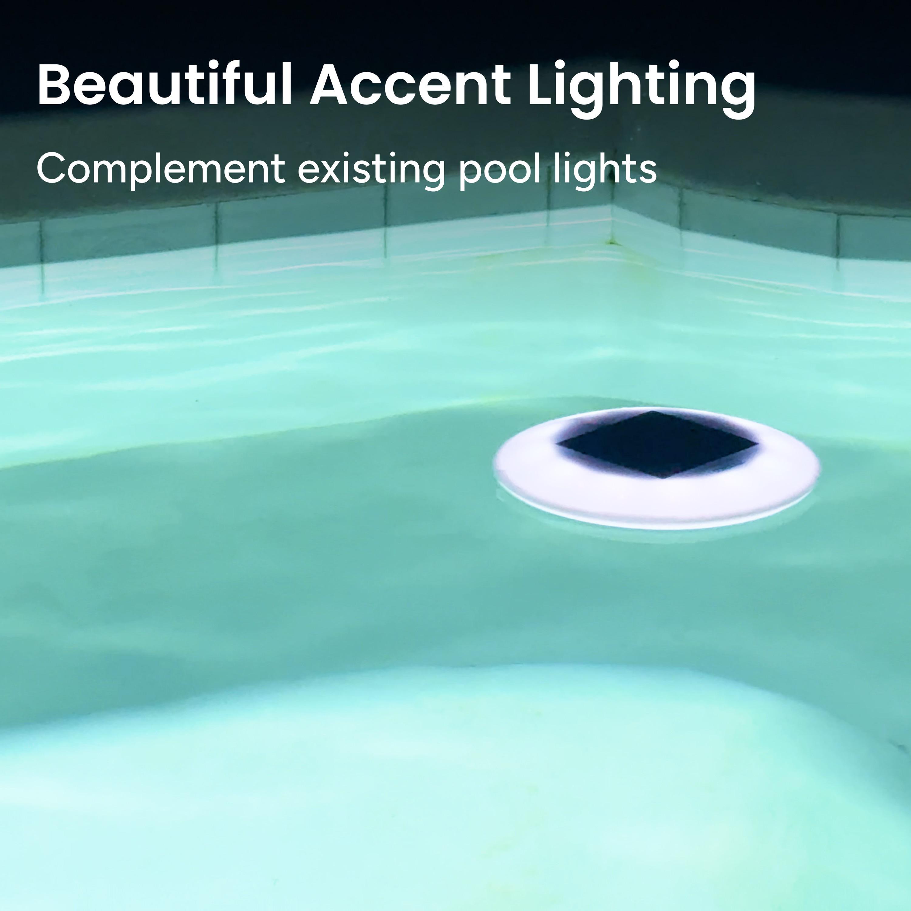 Techko Solar Powered Integrated LED Outdoor Floating Pool Light (Set of 2)