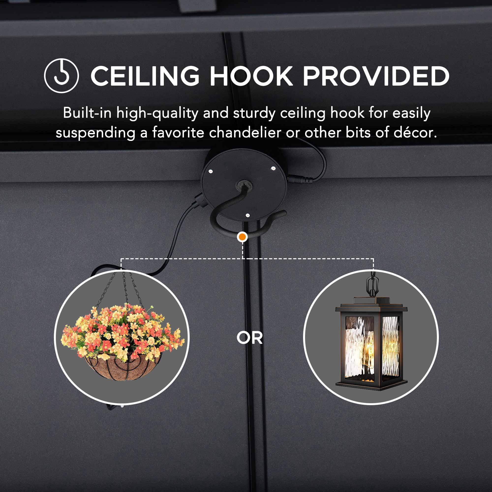 Sunjoy Sunjoy Wooden Grill Gazebo with Solar Power, 8 x 12 ft. Hardtop Gazebo for Year-Round Grilling, Outdoor Cedar Frame Cooking Shelter with Decorative Fence for Backyard BBQs Party