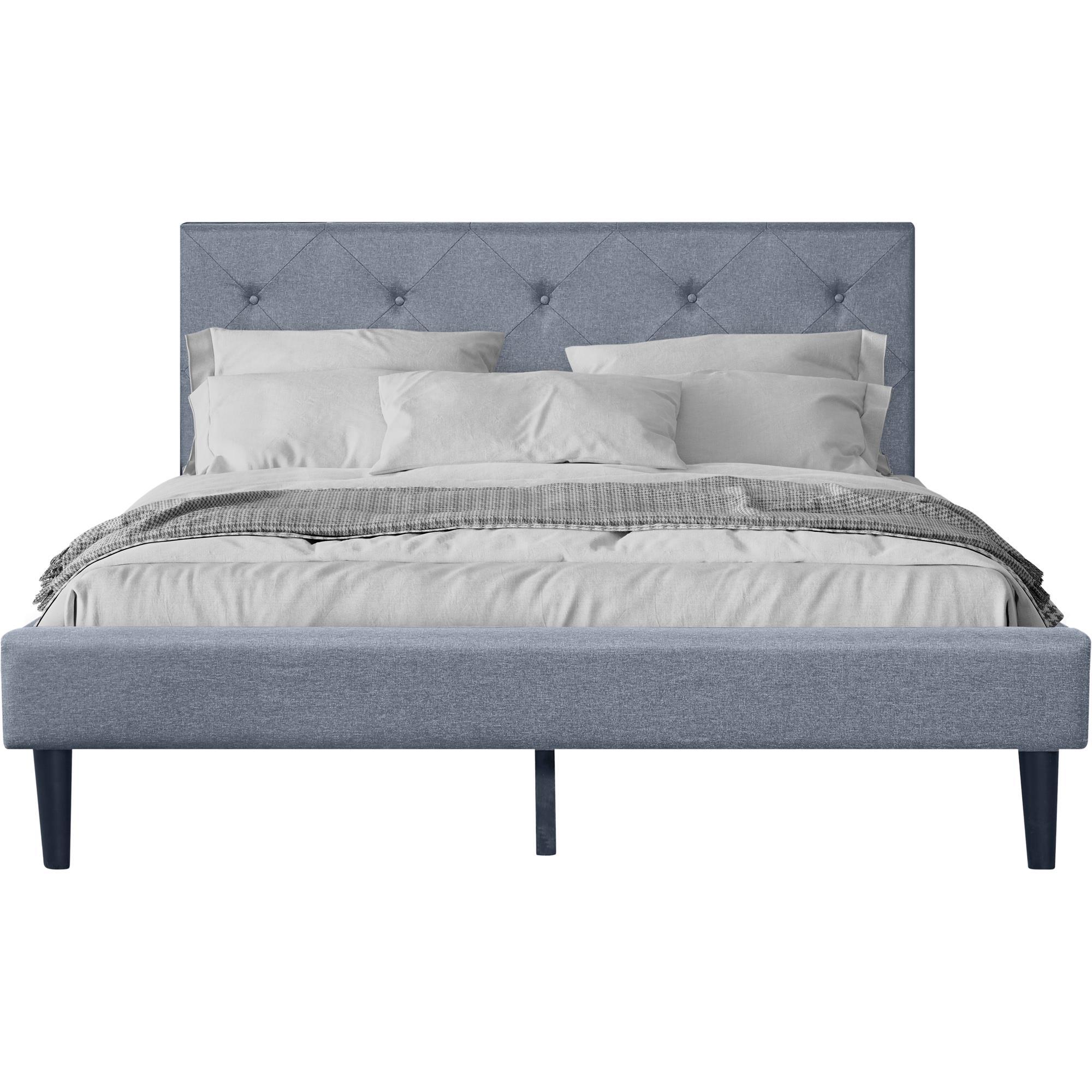 Camden Isle Monticello Platform Bed | Diamond Tufted Headboard | Queen, Gray