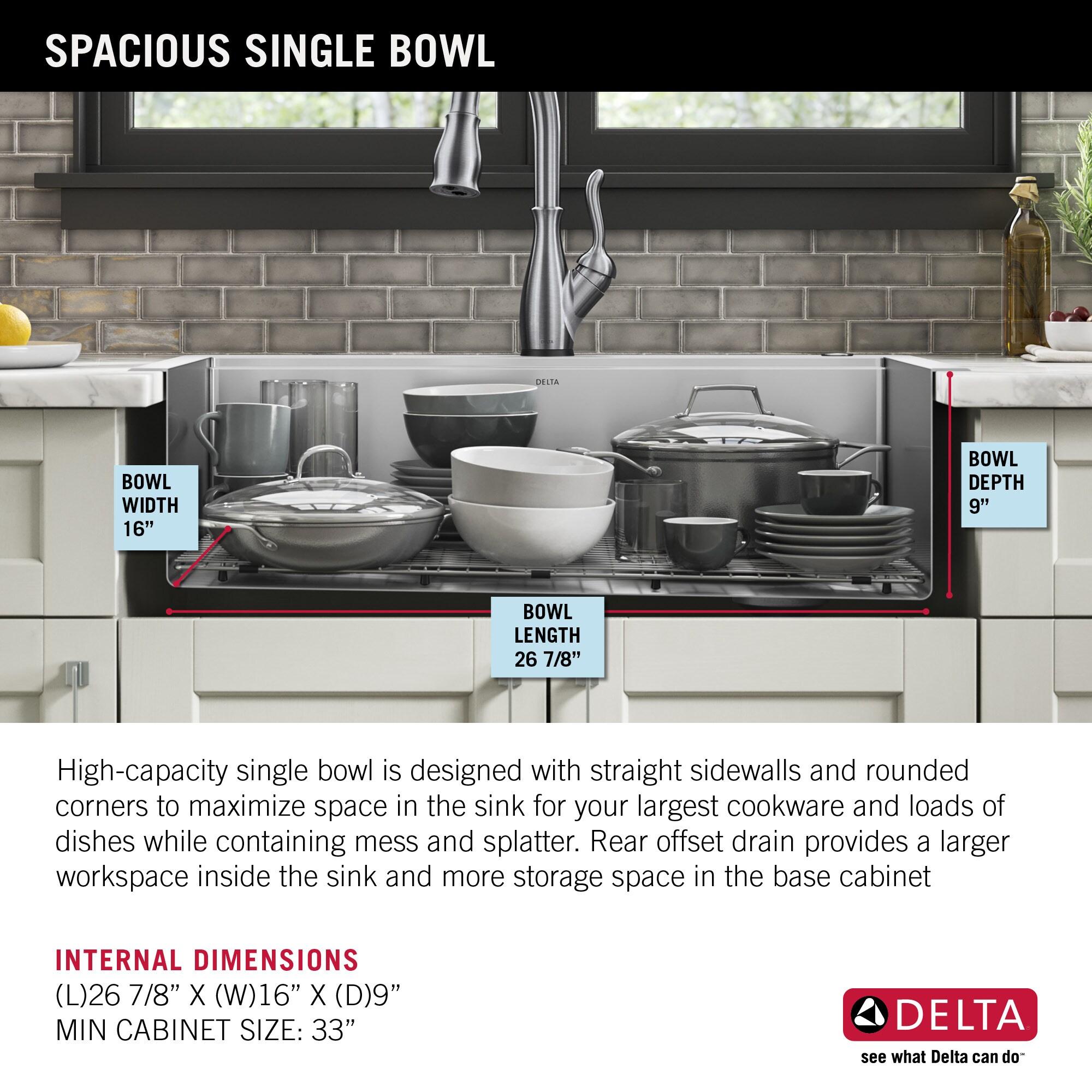 Delta Lorelai™ 30" L Workstation Kitchen Sink Drop-In Top Mount 16 Gauge Stainless Steel Single Bowl