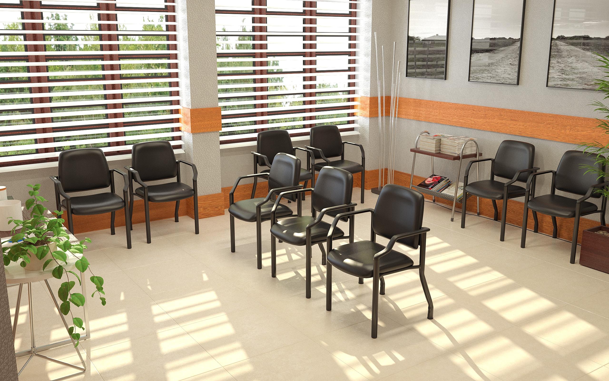 Boss Office Products Stackable Vinyl Seat Reception Chair with Metal Frame