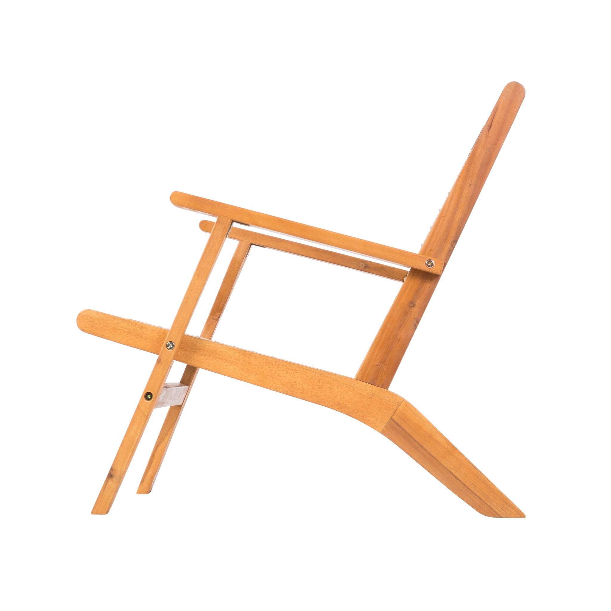 Balkene Home Patio Sense Vega Natural Stain Chair ,Acacia Wood Construction ,Woven Web Seat- Navy Blue Cording