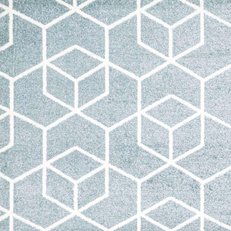 2'x8' Tumbling Blocks Modern Geometric Runner Rug, Light Blue/White - JONATHAN Y