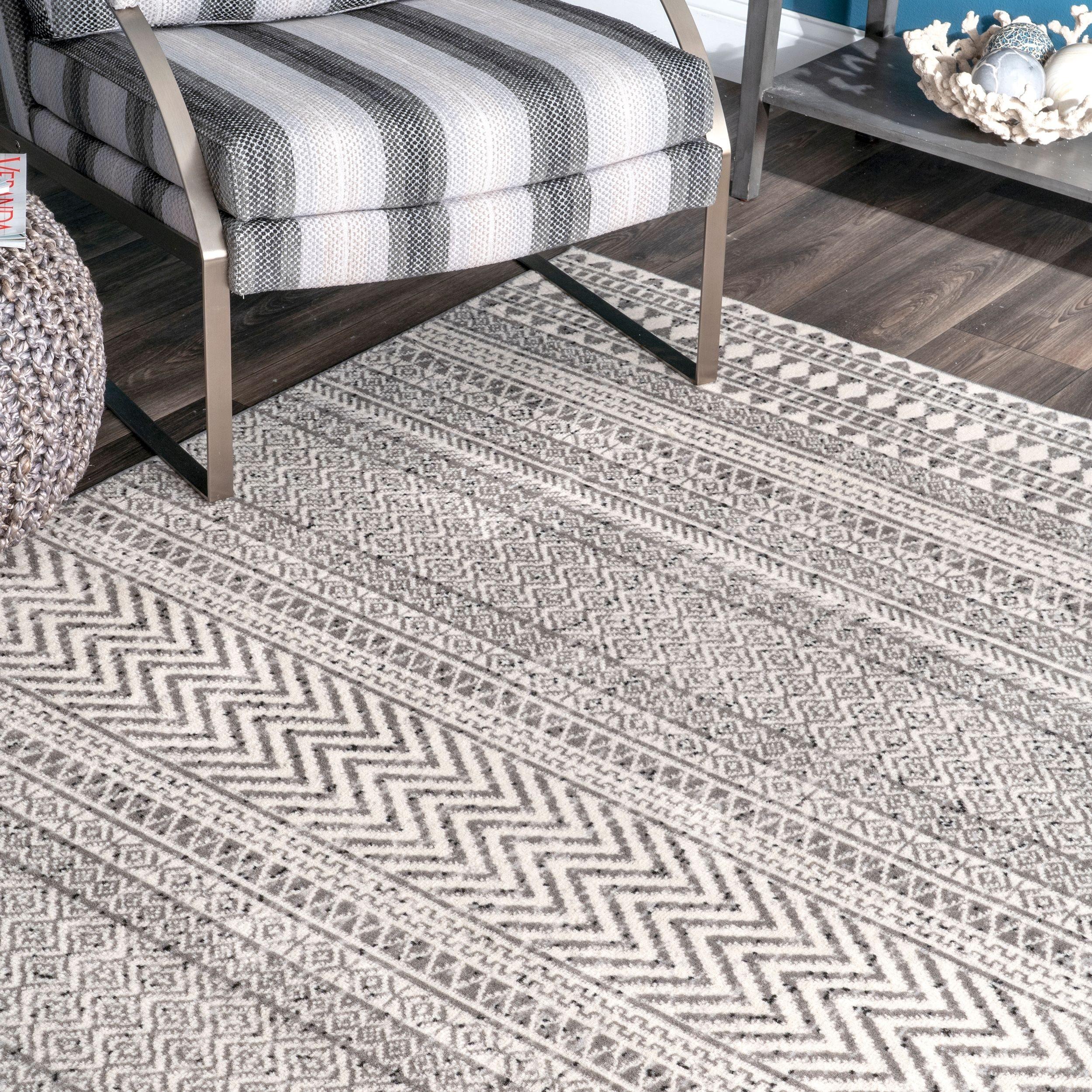 Nuloom Catherina Trellis 6 Square Indoor Area Rug for Living Room Bedroom Dining Room Kitchen, Grey/Ivory