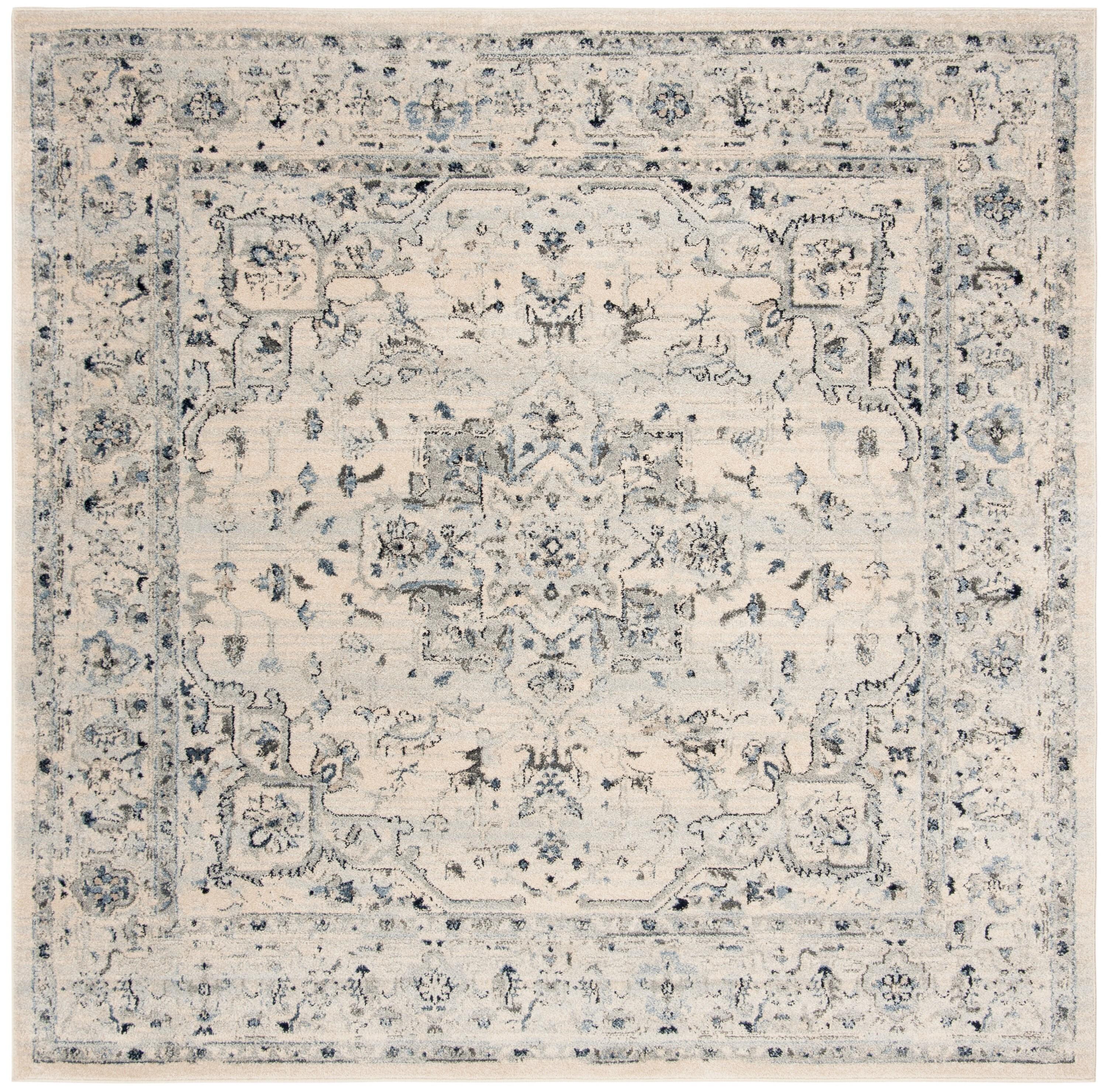 Charleston CHL411 Loomed Indoor Area Rug - Ivory/Light Blue - 6'7"x6'7" - Safavieh