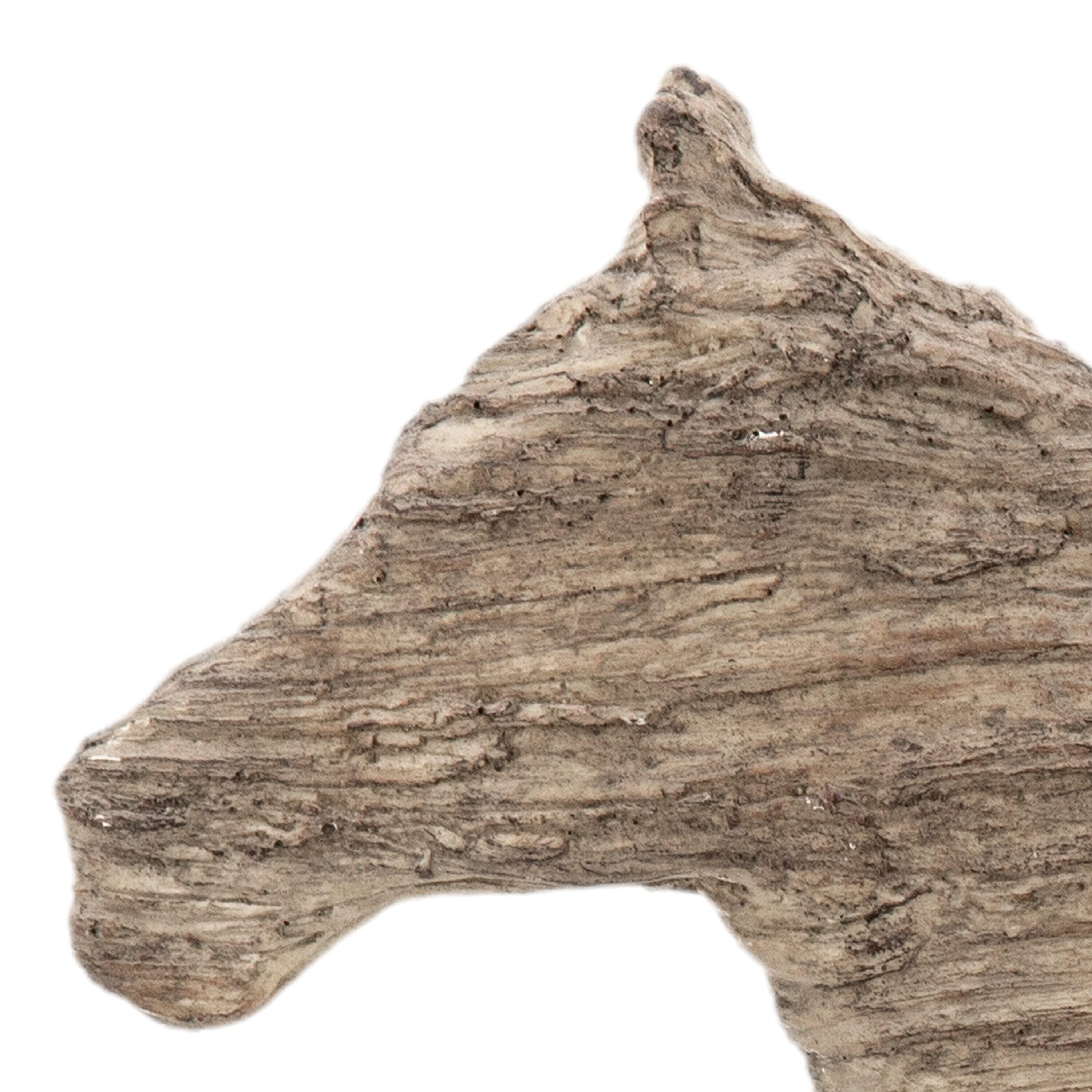 20 Inch Accent Decor Figurine Polyresin Standing Horse, Natural Wood Finish - Saltoro Sherpi