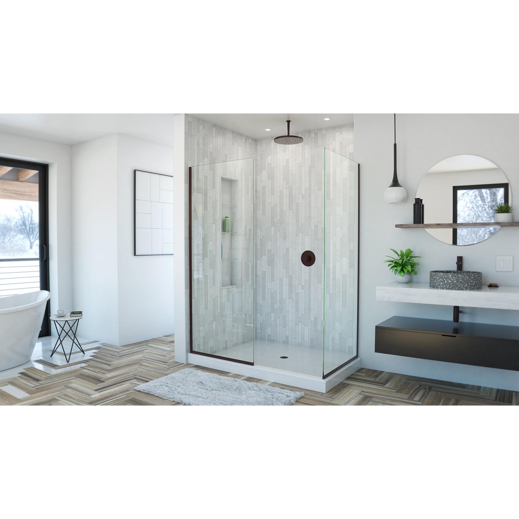 Linea Oil Rubbed Bronze Frameless Shower Door with Clear Glass