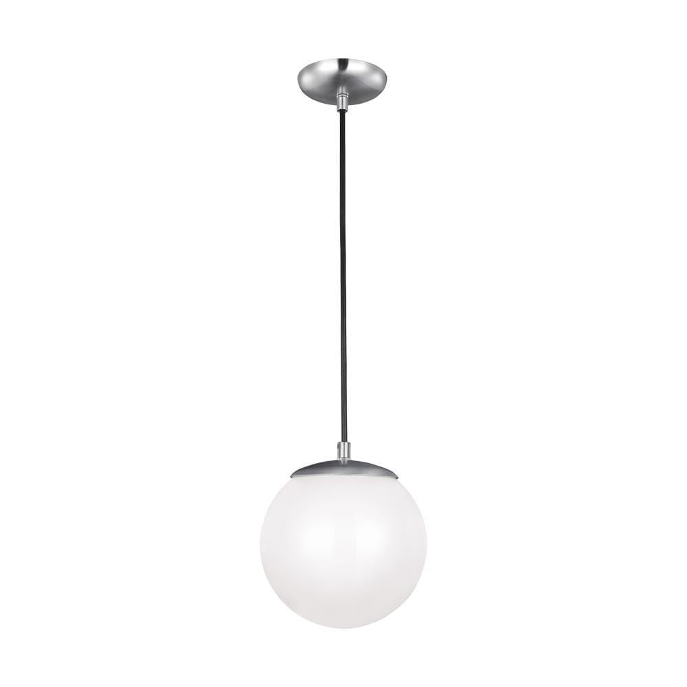 Leo Satin Aluminum 8" Globe Pendant with White Glass Diffuser